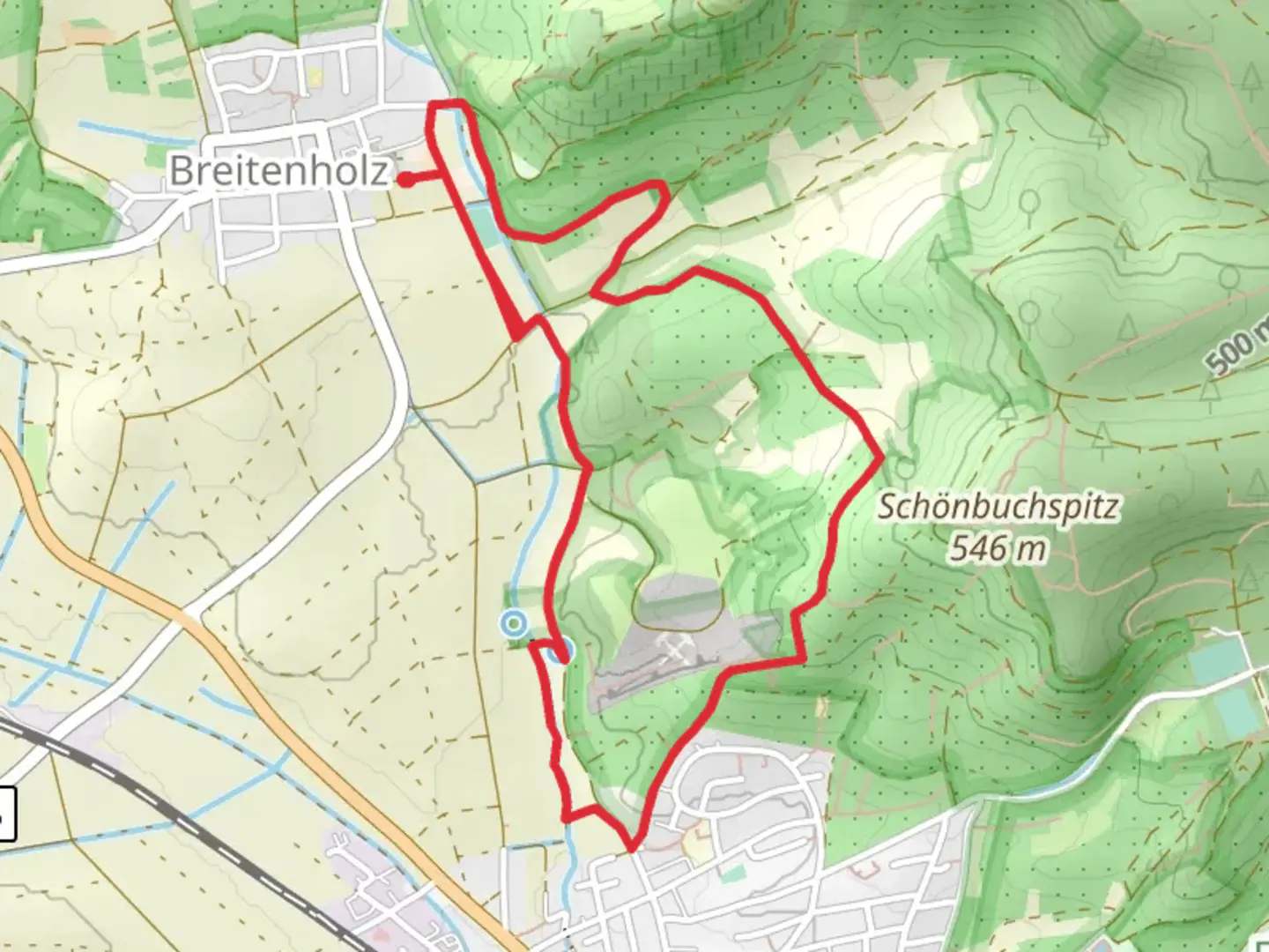 An image depicting the trail Ammerbucher Gigeleswegle and Schoenbuchspitzrunde Loop and its surrounding area.