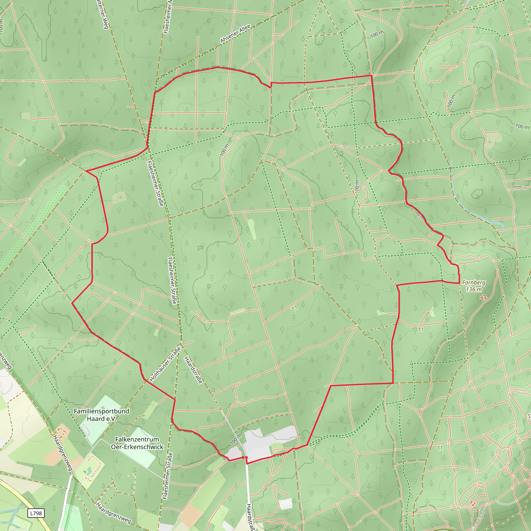 Die Haard Waldpromenade and Mutter Wehner Rundweg A4 Loop mobile static map