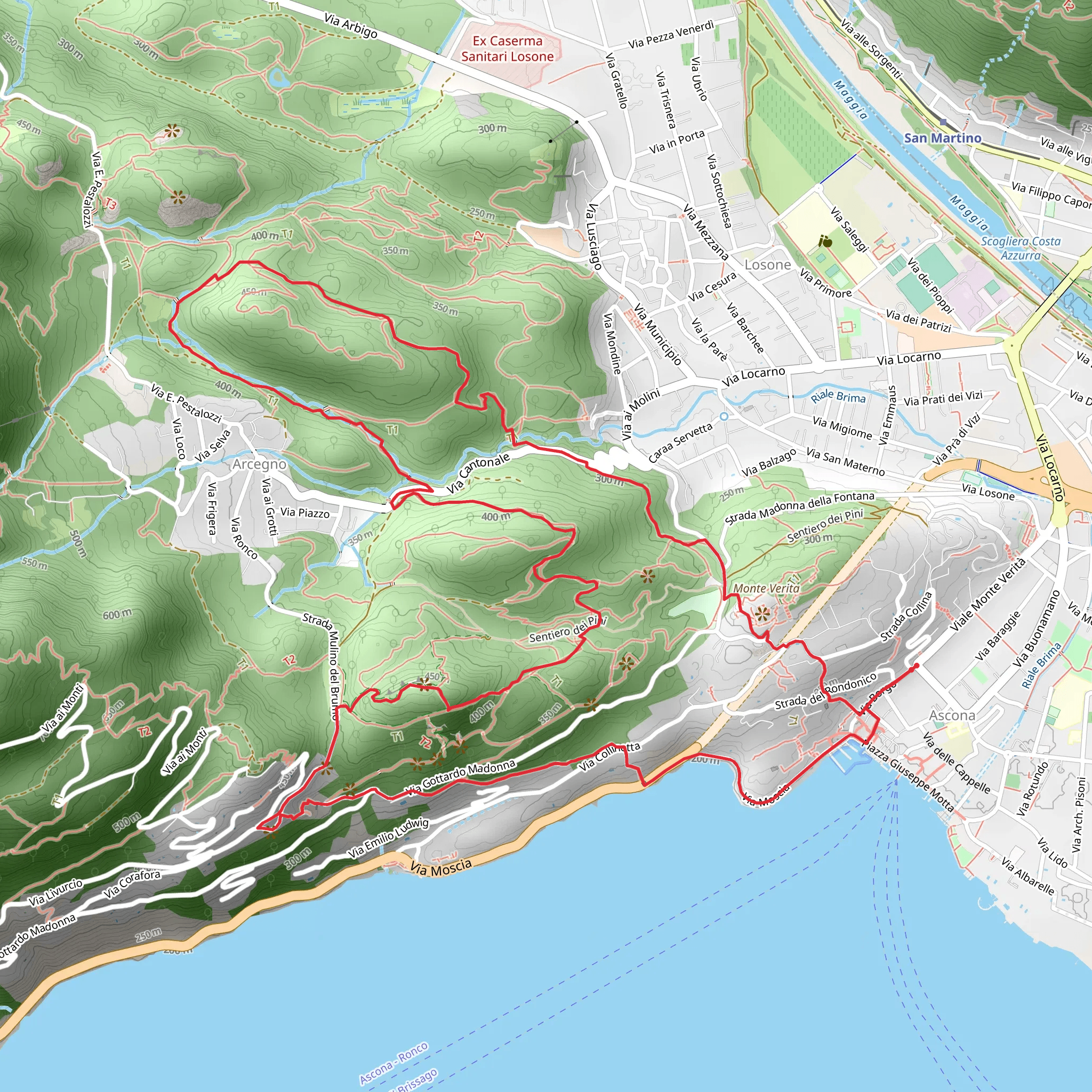 Ascona Hills - Monte Verità Loop Trail mobile static map
