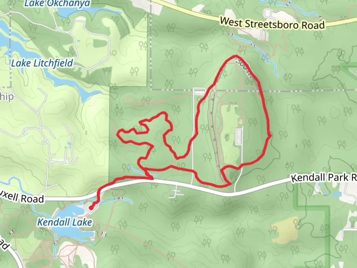 An image depicting the trail PIne Grove and Ledges Loop Trail and its surrounding area.