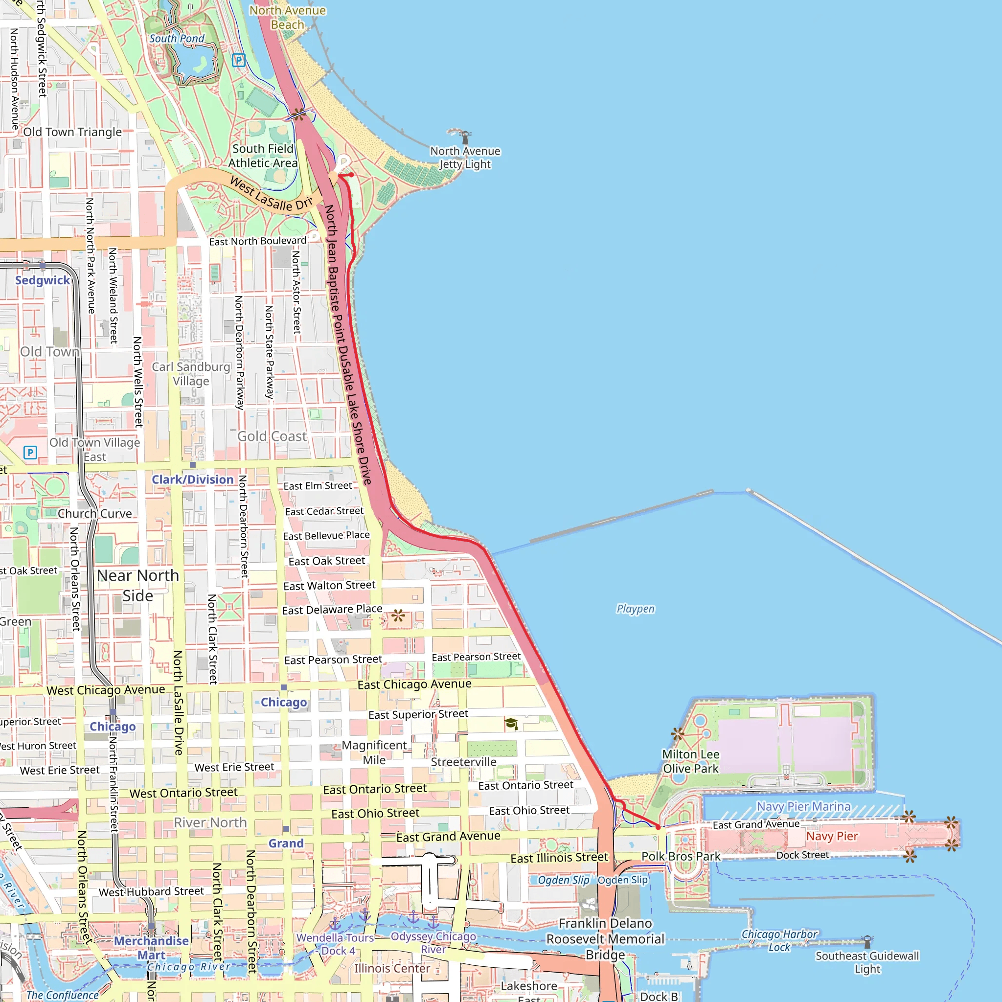 Lakefront Trail mobile static map
