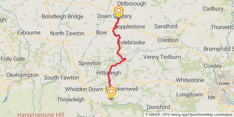 Blue Anchor to Widecombe in Moor via the Two Moors Way stage 9 Map