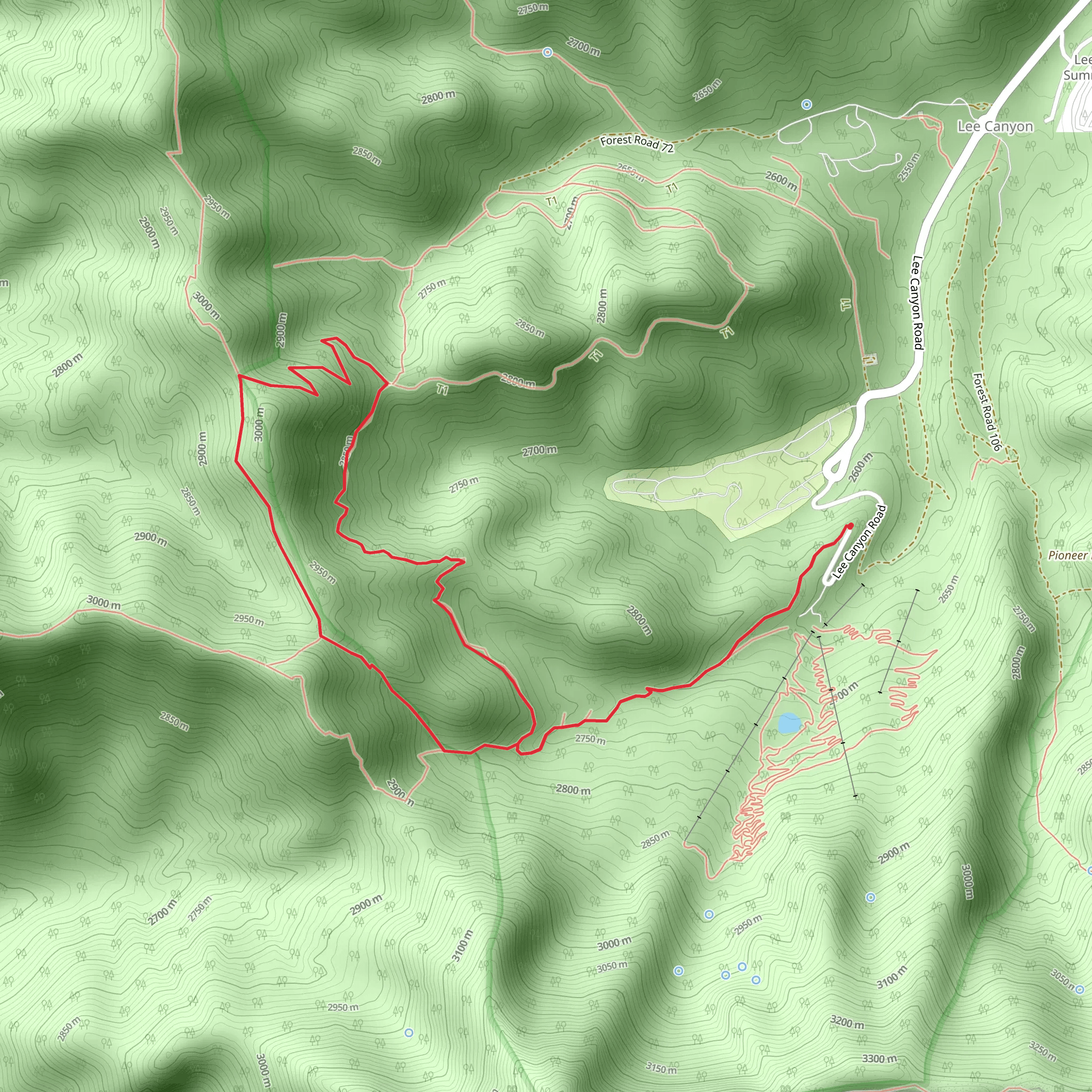 Upper Bristlecone Trail and Old Bristlecone Loop mobile static map