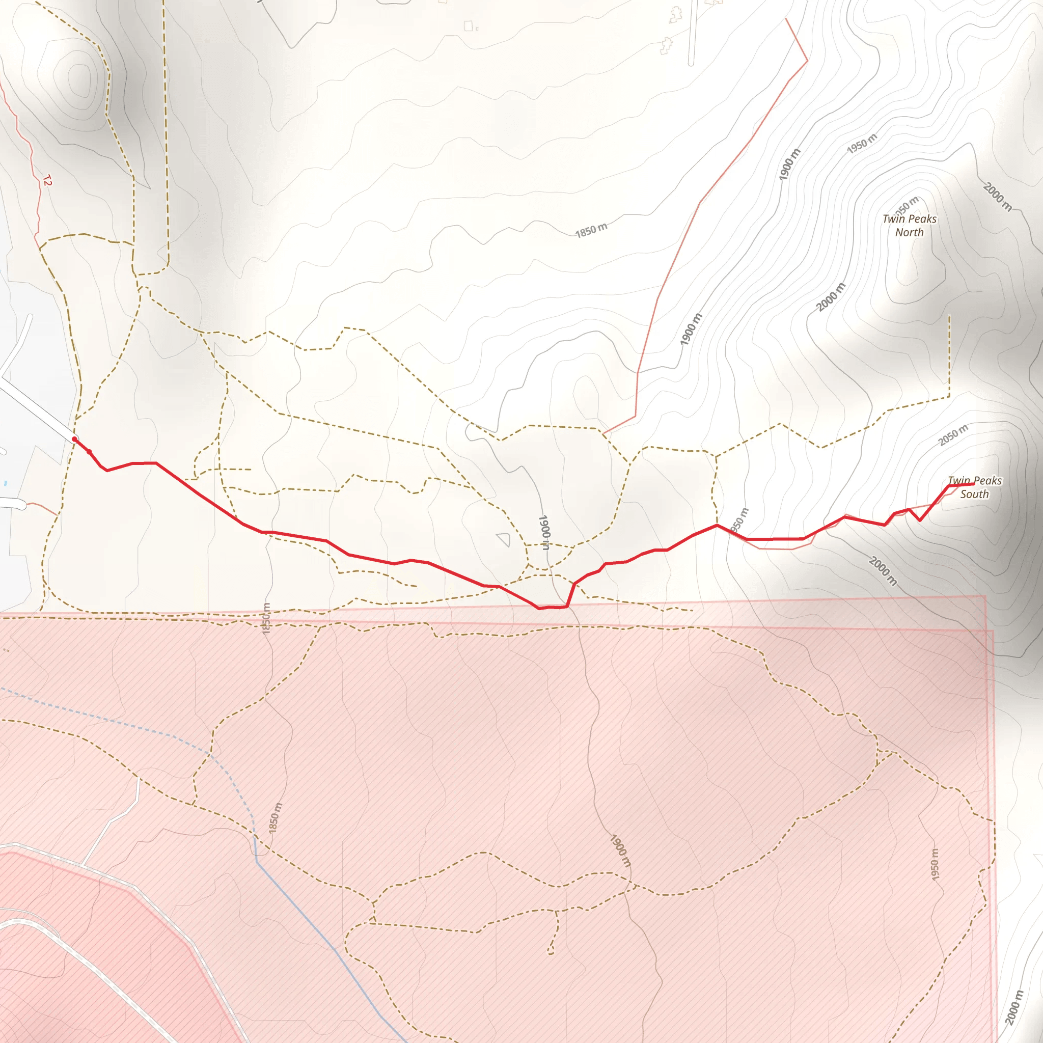 Twin Peaks Out and Back mobile static map