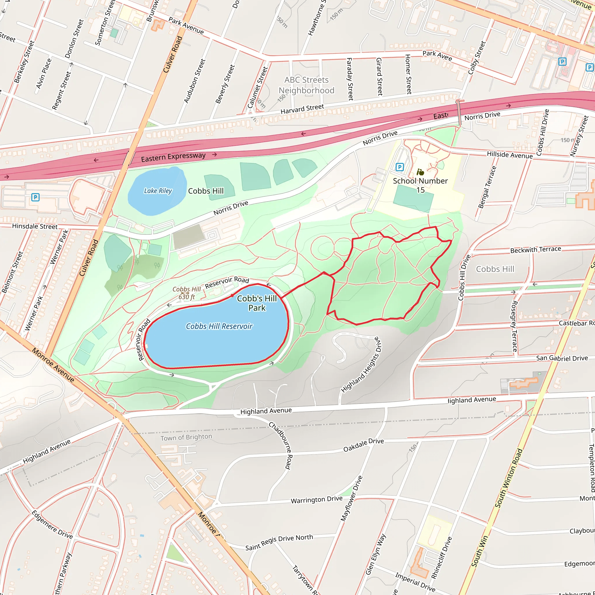 Cobbs Hill Reservoir Loop mobile static map