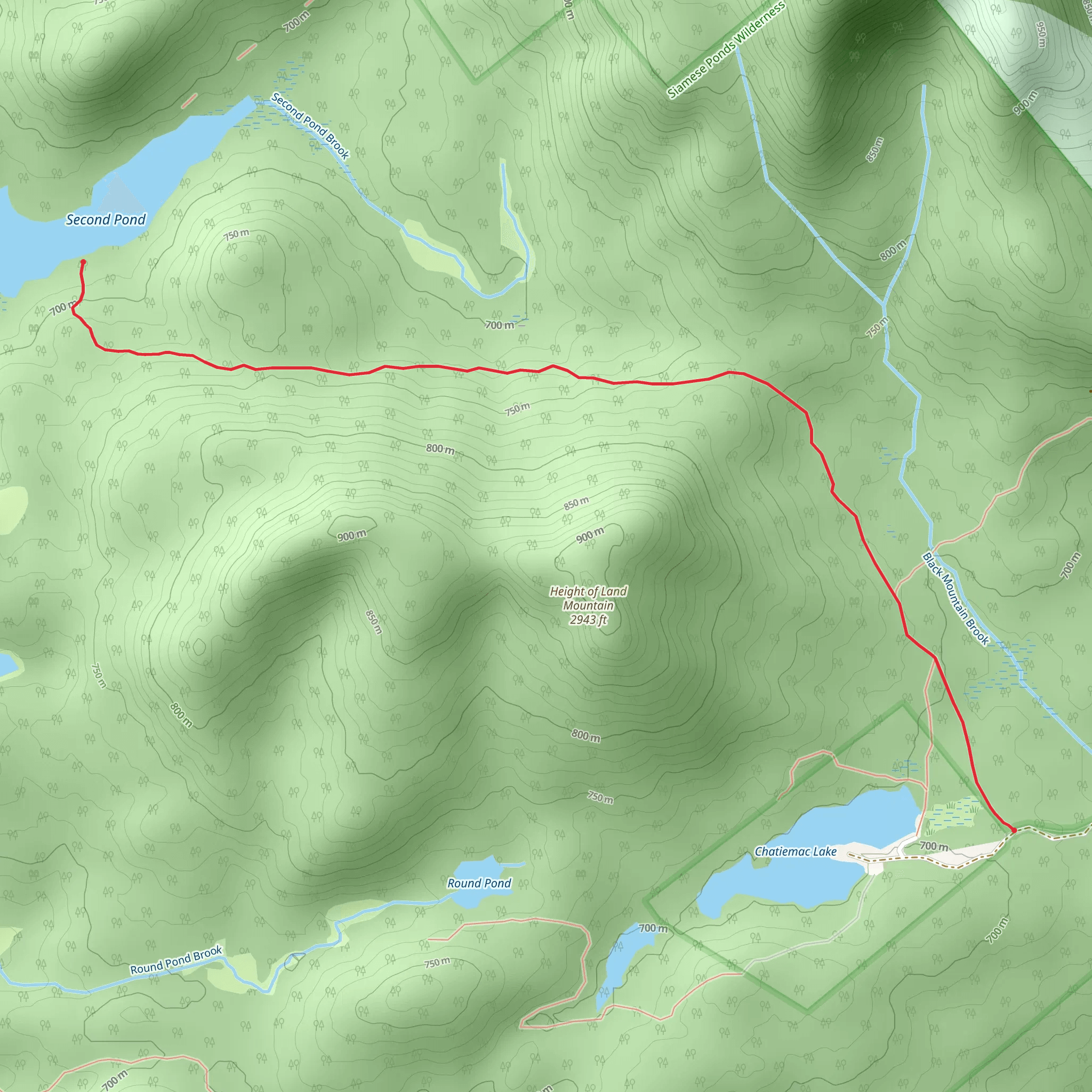Second Pond Brook Trail mobile static map
