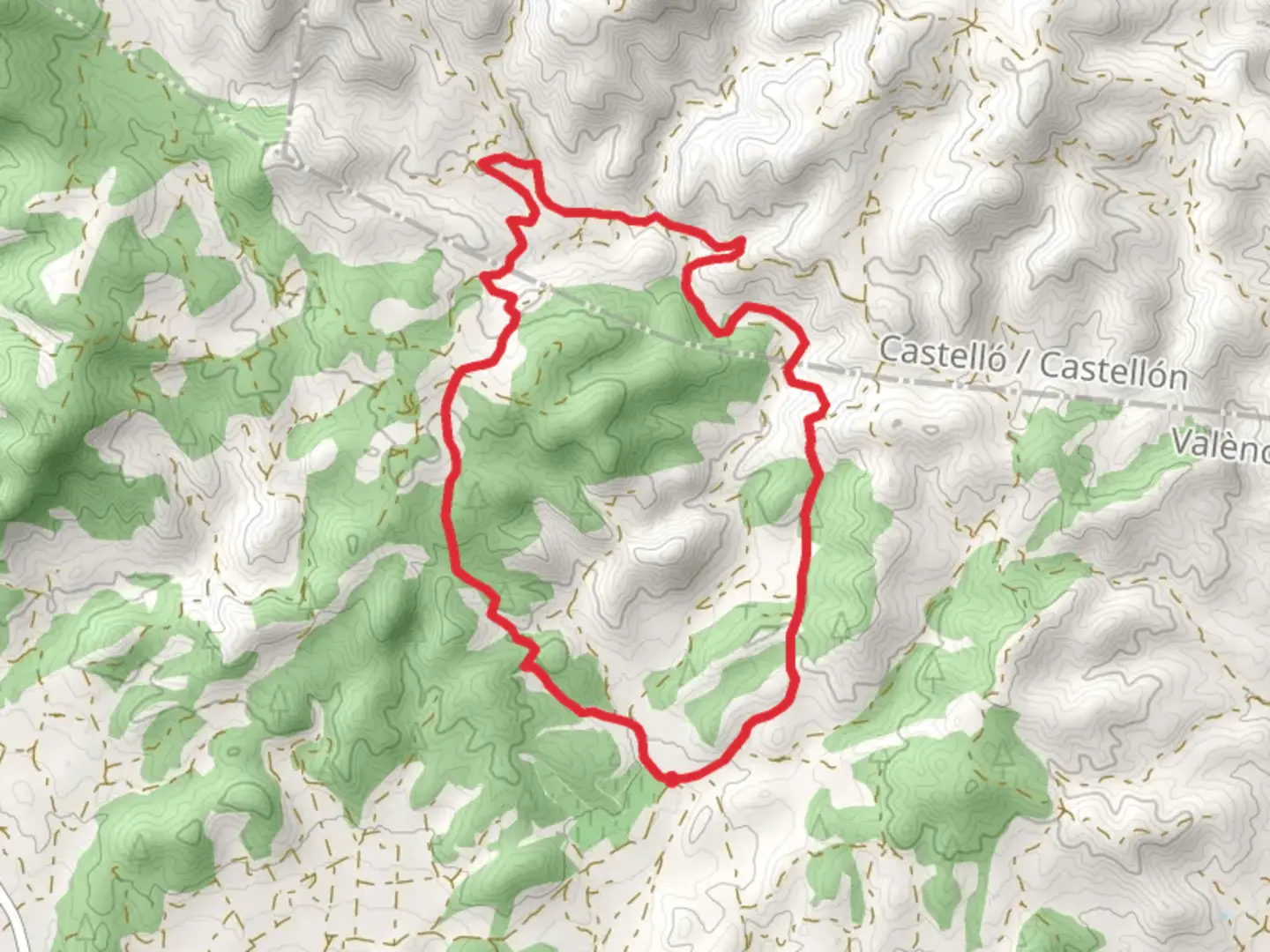 An image depicting the trail Route of the Fornilles PR CV 260 and its surrounding area.