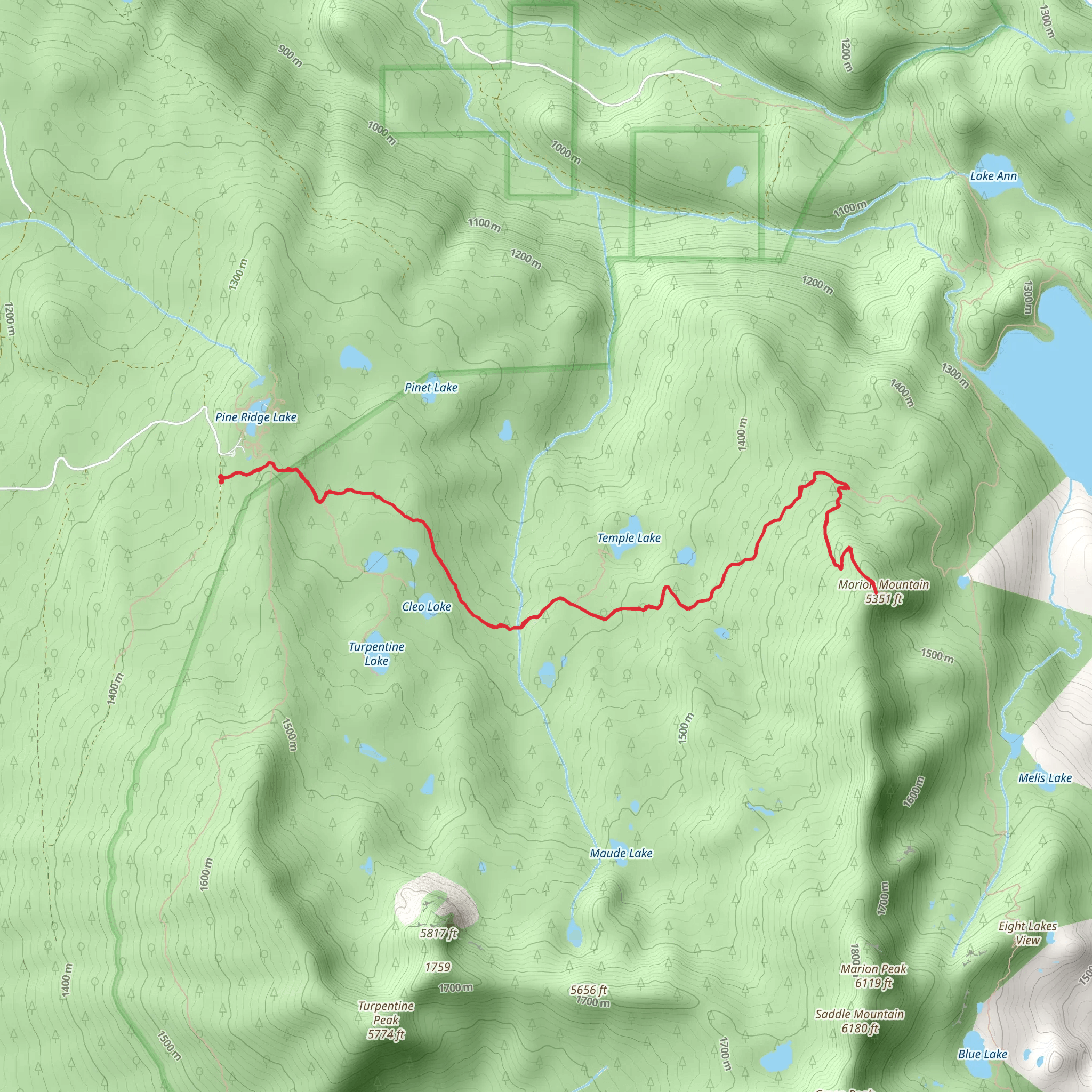 Marion Mountain via Pine Ridge Trail mobile static map