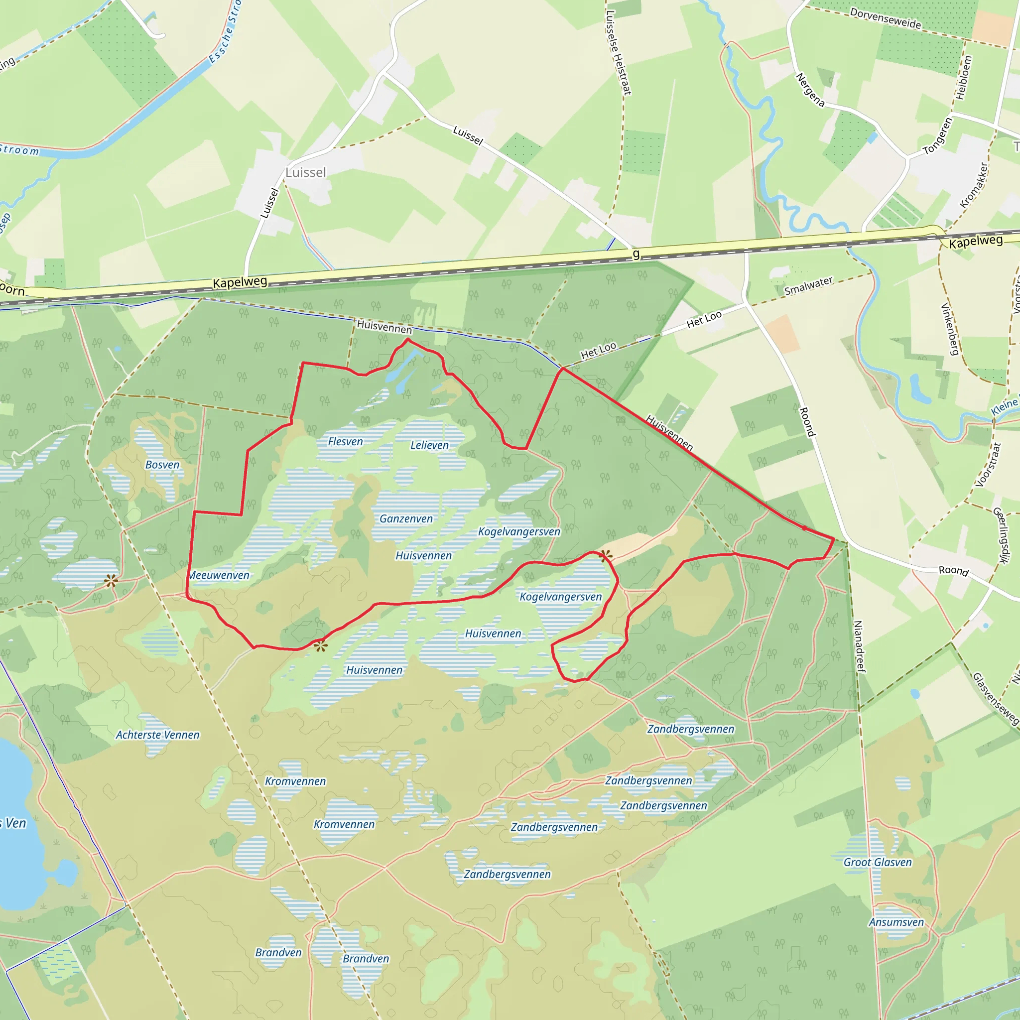Huisvennen and Kogelvangersven Loop mobile static map