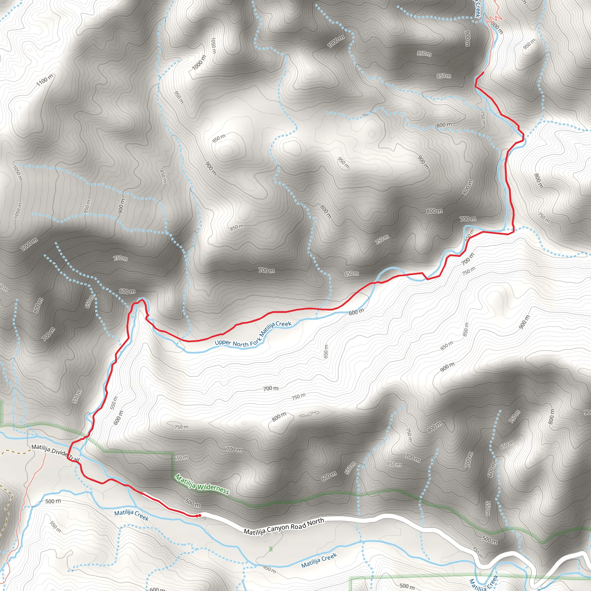 Middle Matilija Camp via North Fork Matilija Trail mobile static map