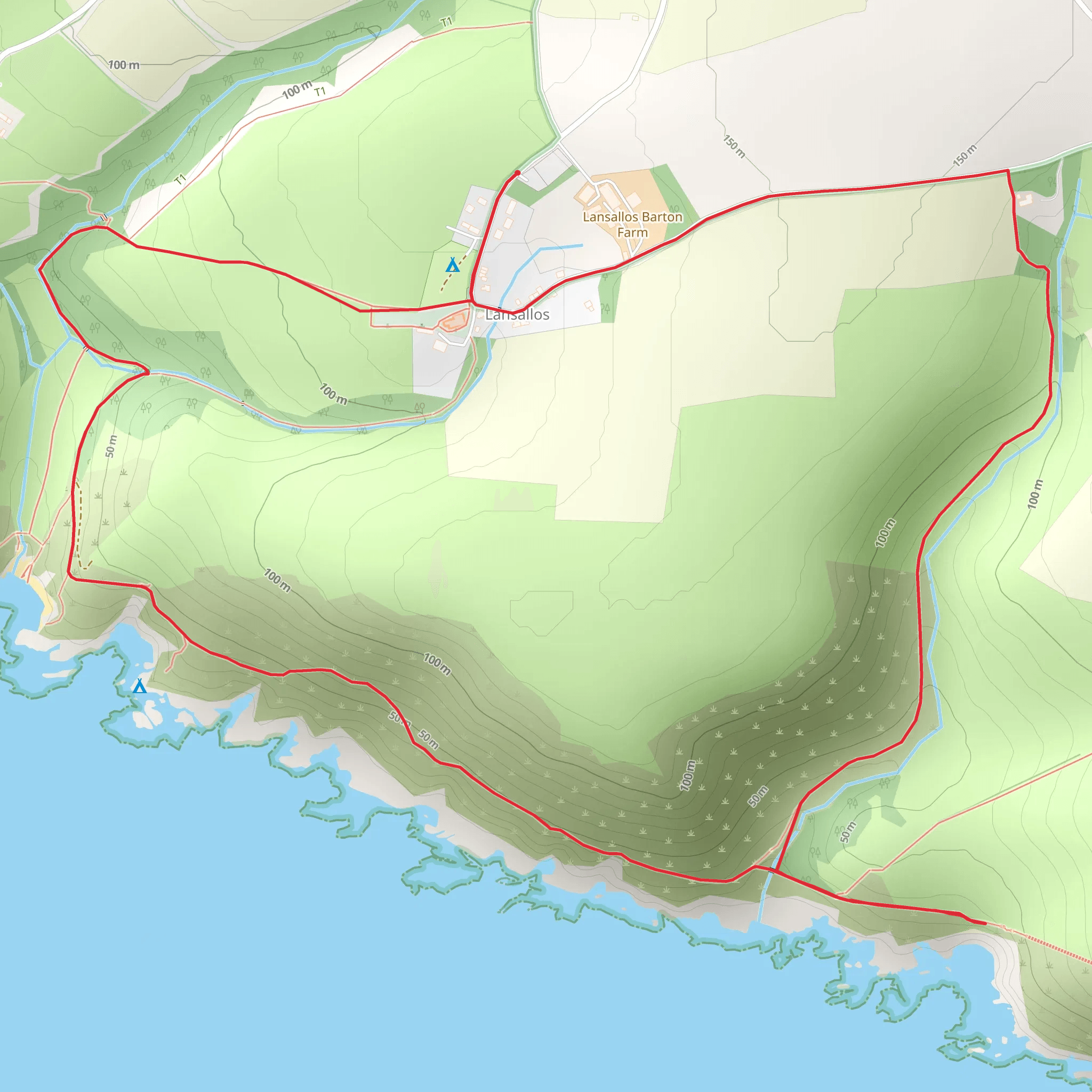 Lansallos Coastal and Woodland Walk mobile static map