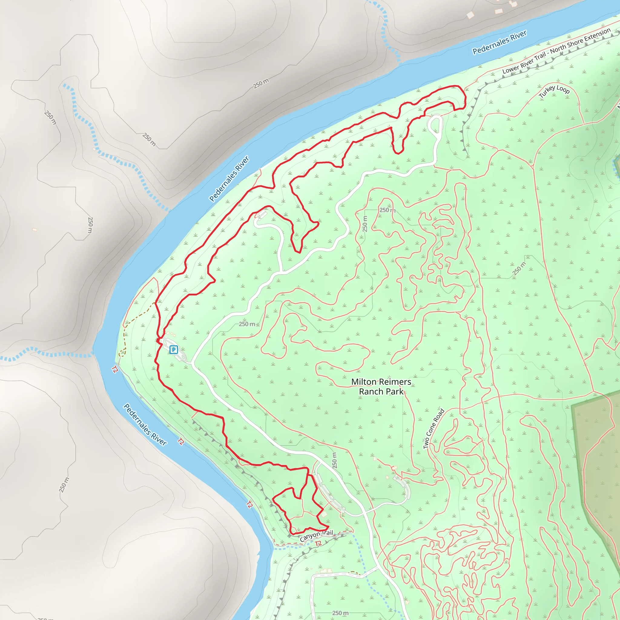 Pedernales River Shore Loop from Milton Reimers Ranch Park mobile static map