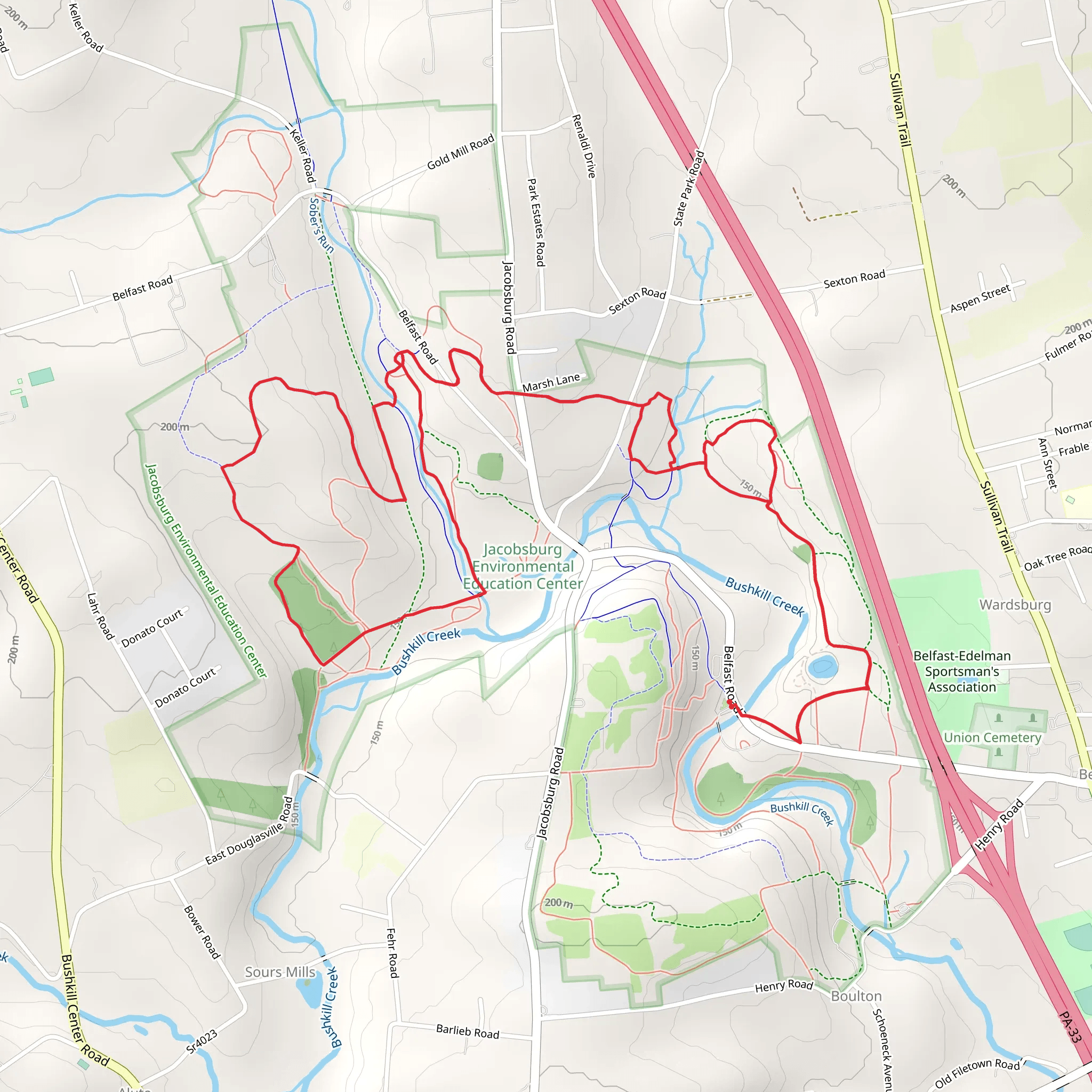 Jacobsburg State Park Loop Trail mobile static map