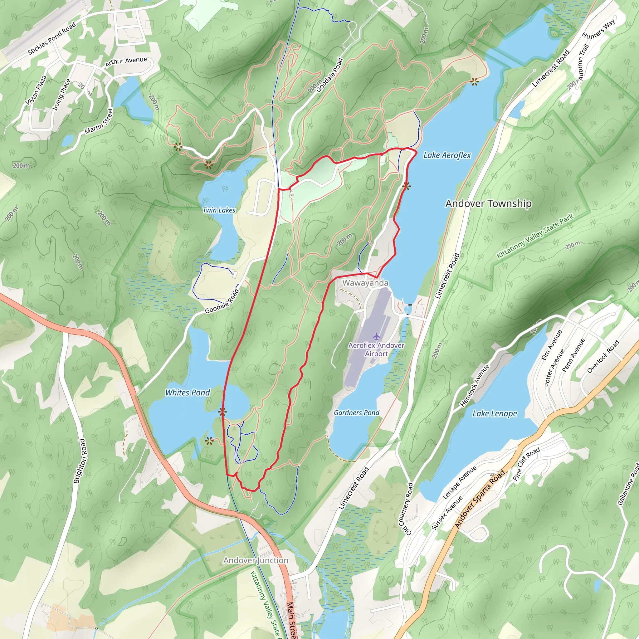 Andover Junction and Sussex Branch Loop Trail mobile static map