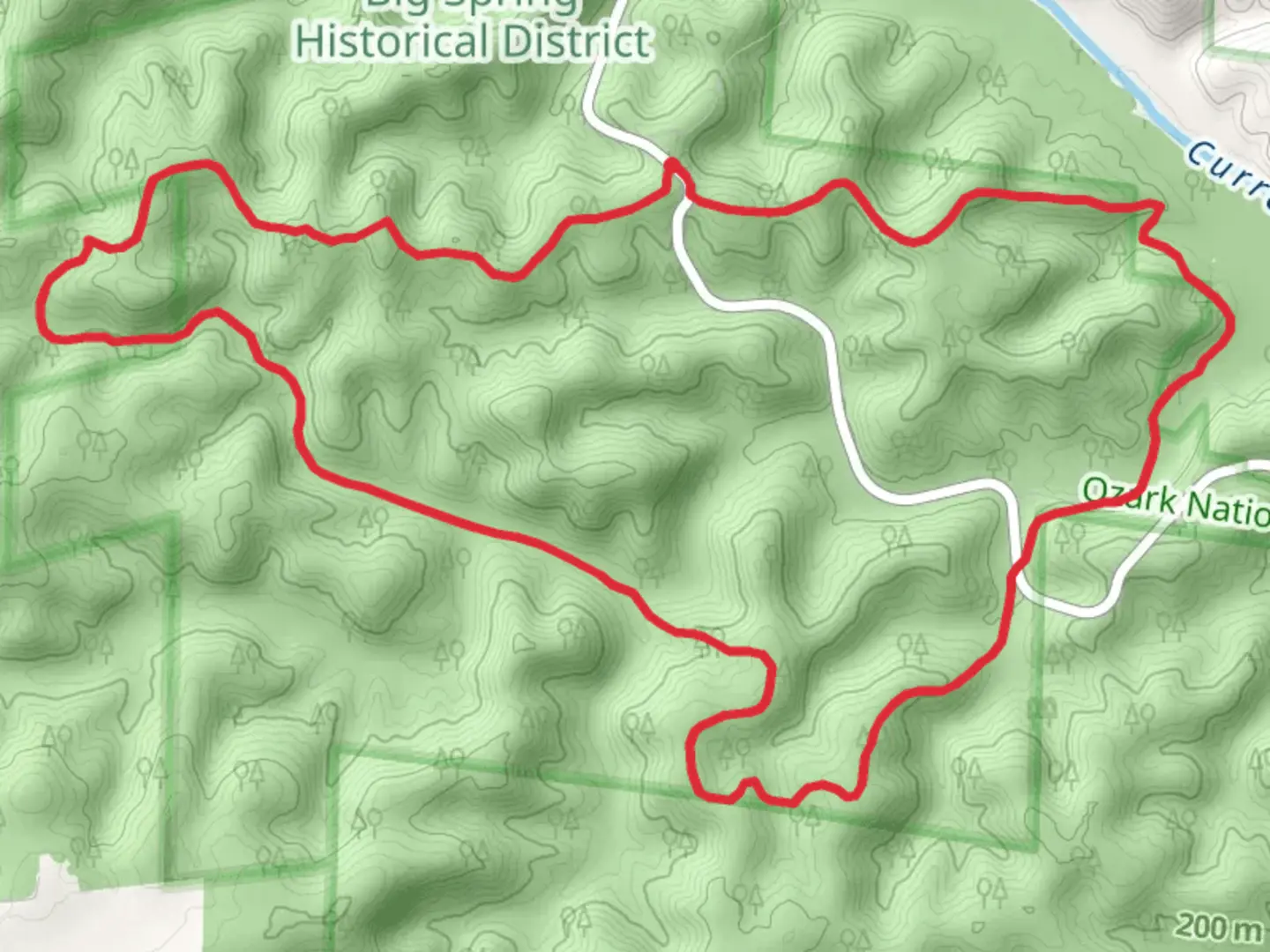 An image depicting the trail Big Spring - Chubb Hollow and Partney Ridge Loop Trail and its surrounding area.
