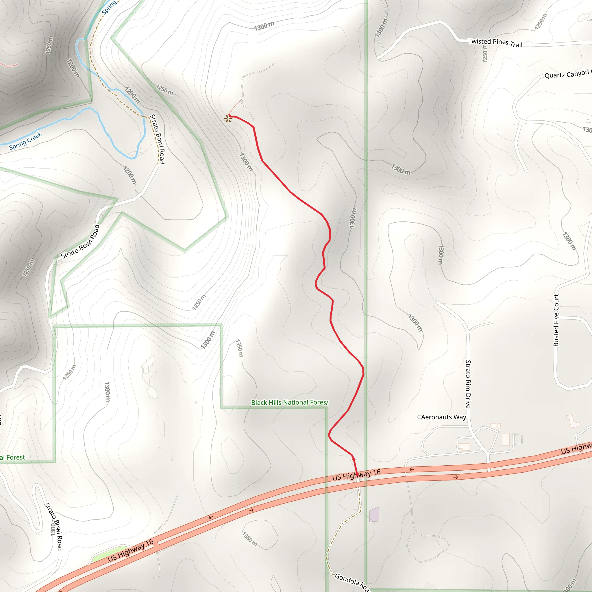 Stratobowl Rim Trail mobile static map