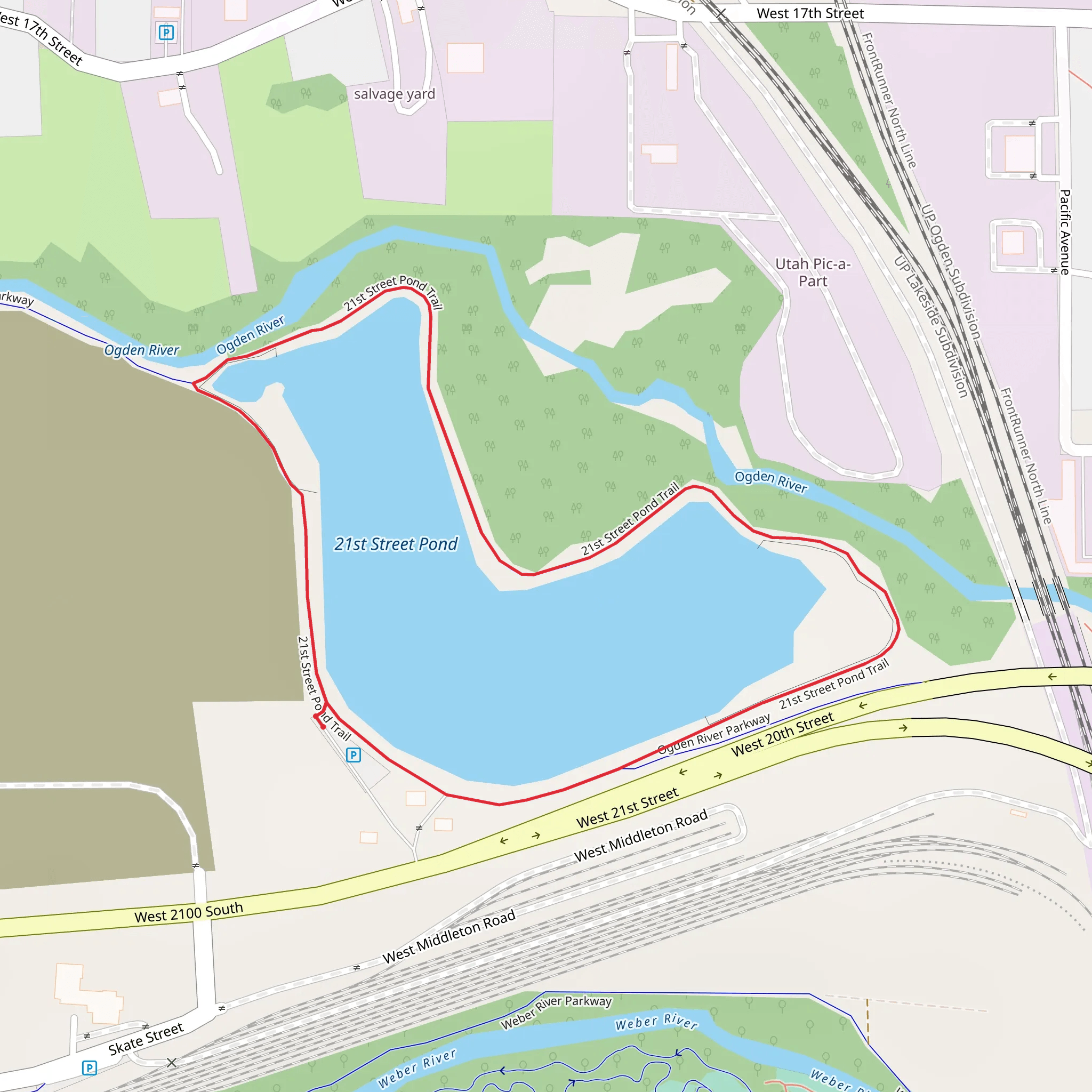 Twenty first Street Pond Trail mobile static map