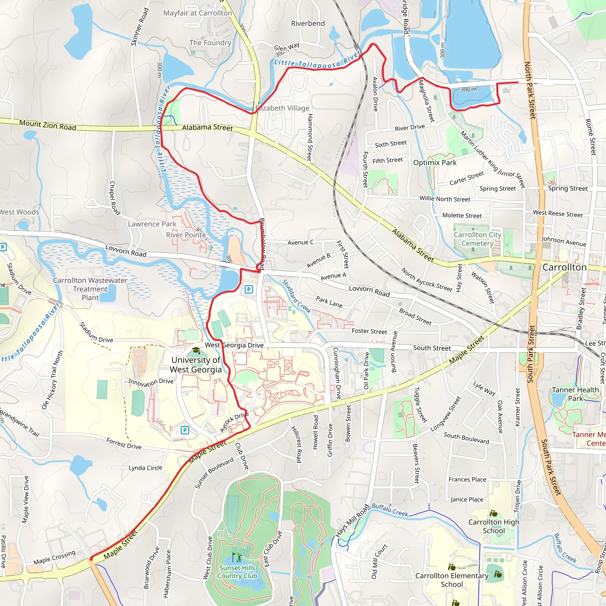 Carrolton Greenbelt - Maple Street mobile static map