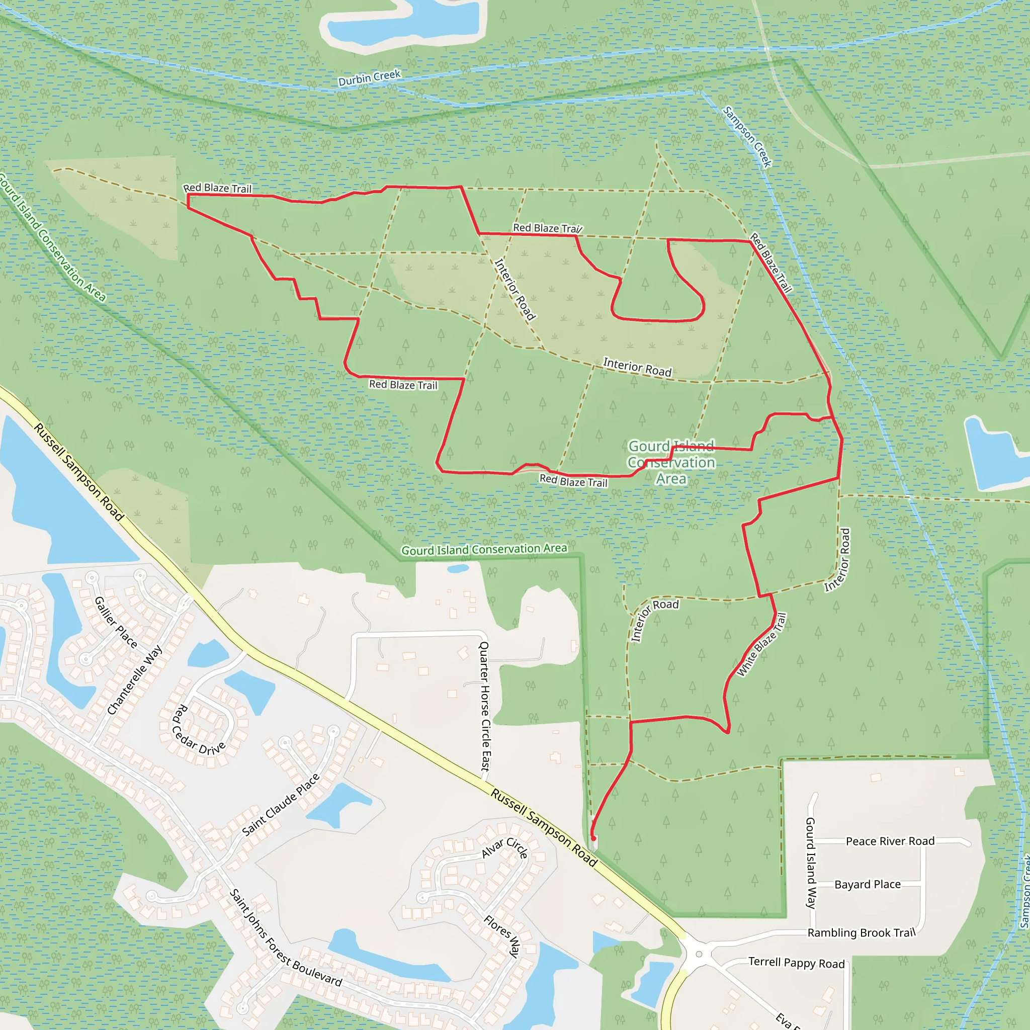 White Blaze Trail and Red Blaze Trail Loop mobile static map