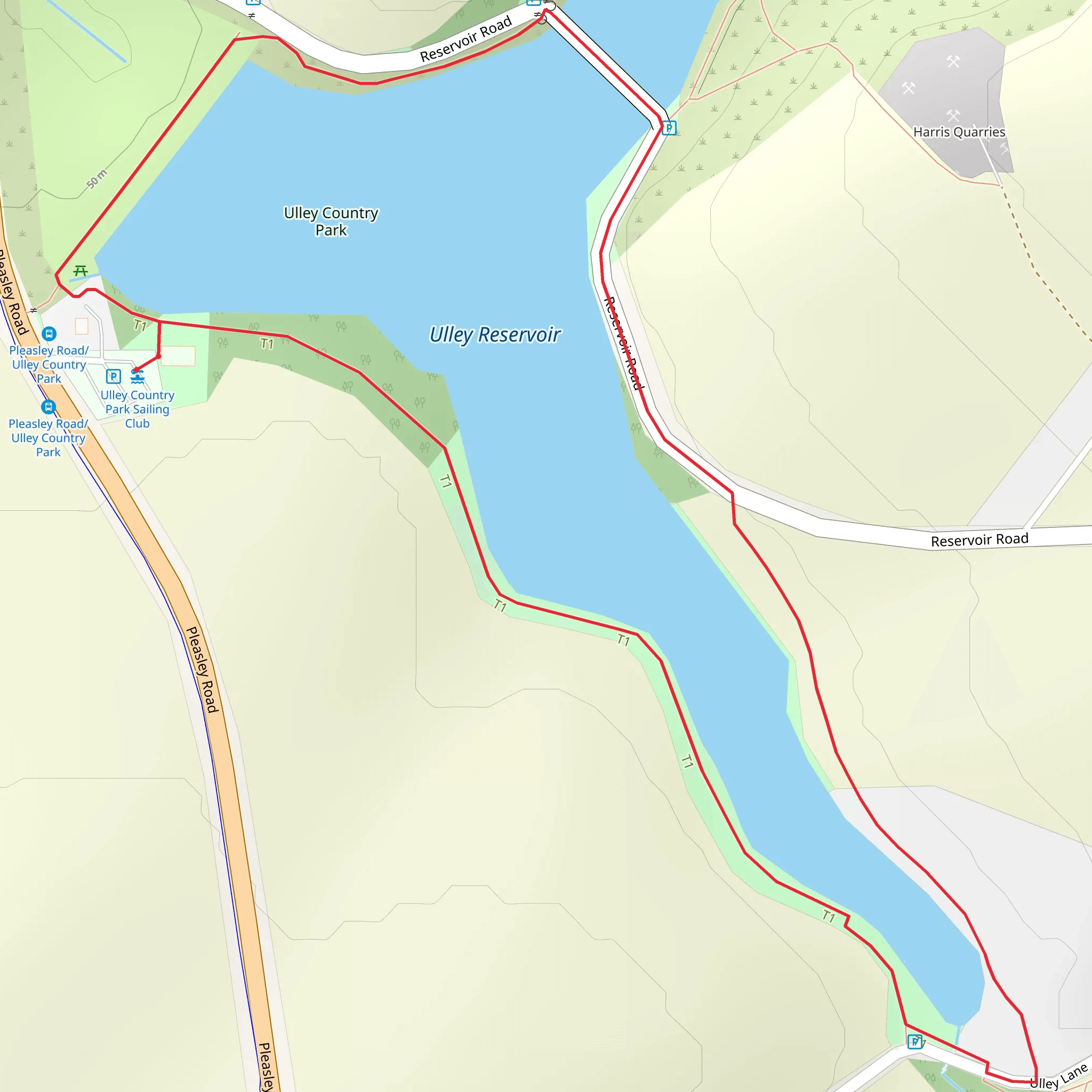 Ulley Country Park Loop mobile static map