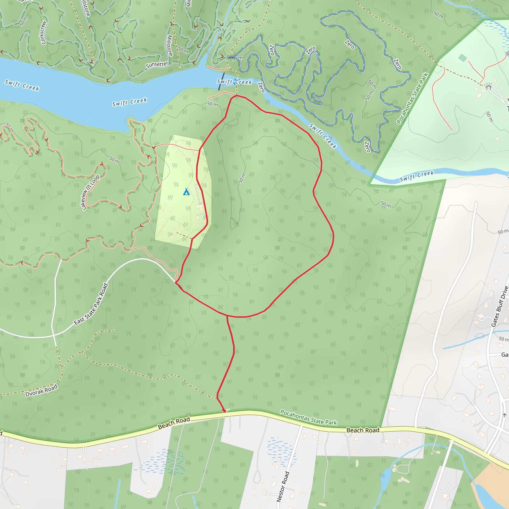 Swift Creek Camp Loop mobile static map