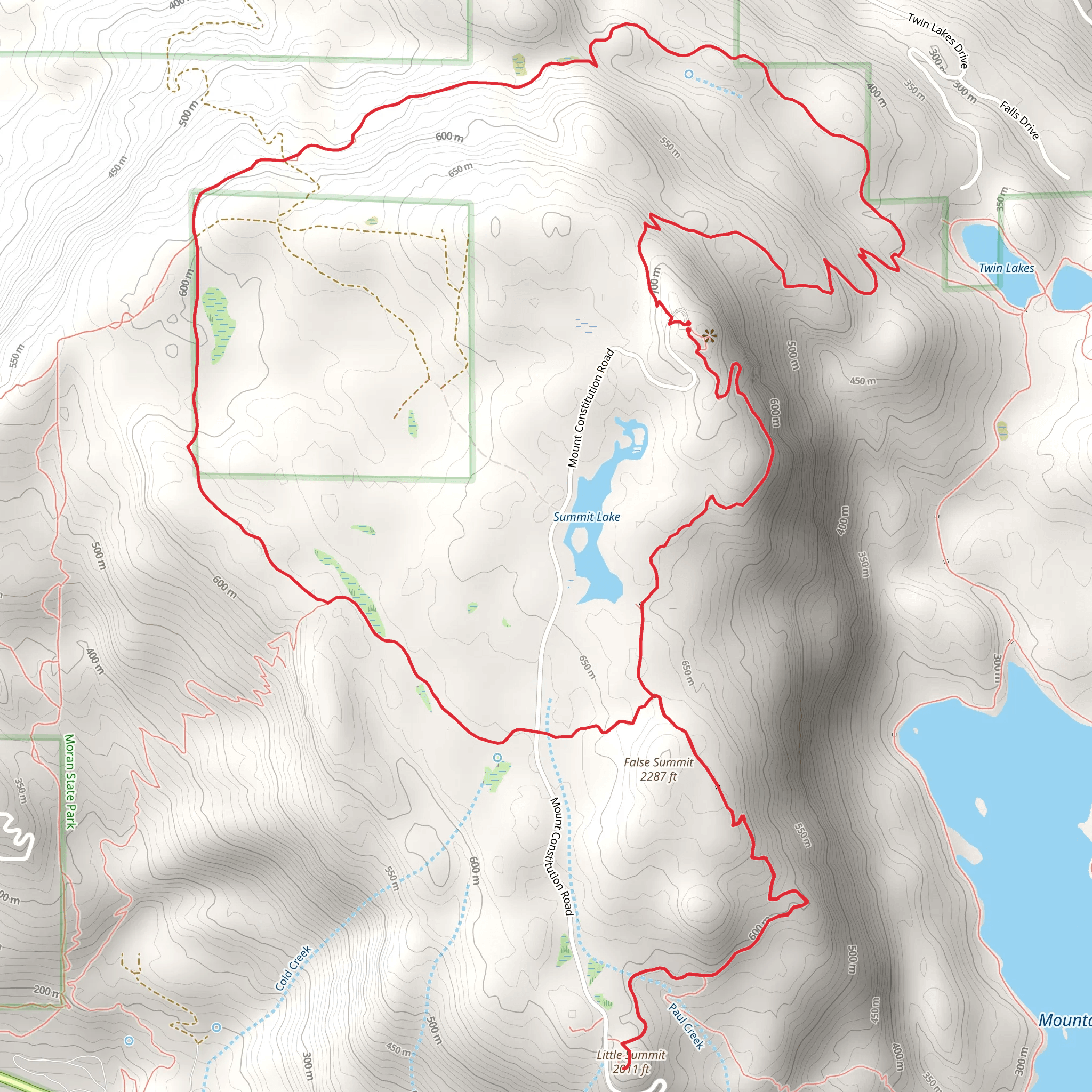 Little Summit Trail and Cold Spring Trail and North Boundary Trail mobile static map