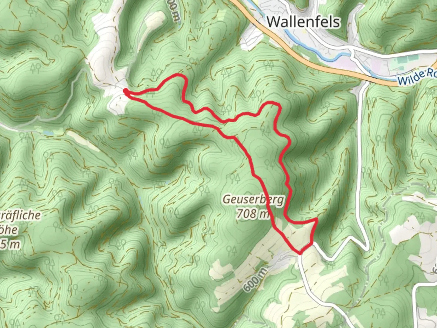 An image depicting the trail Allerswald Weg RT 14 and its surrounding area.