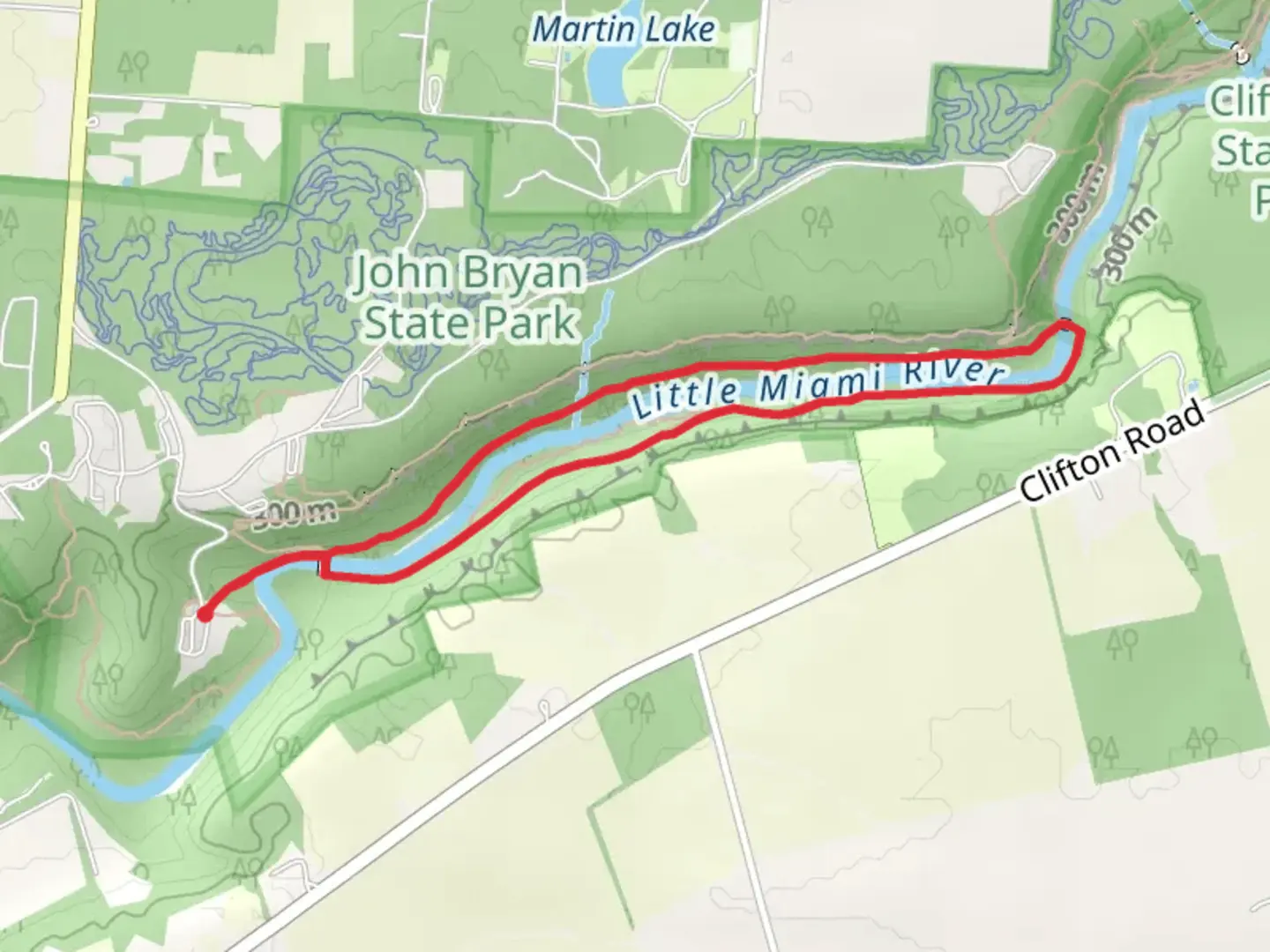 An image depicting the trail Little Miami River Loop via Pittsburgh-Cincinnati Stage Coach and its surrounding area.