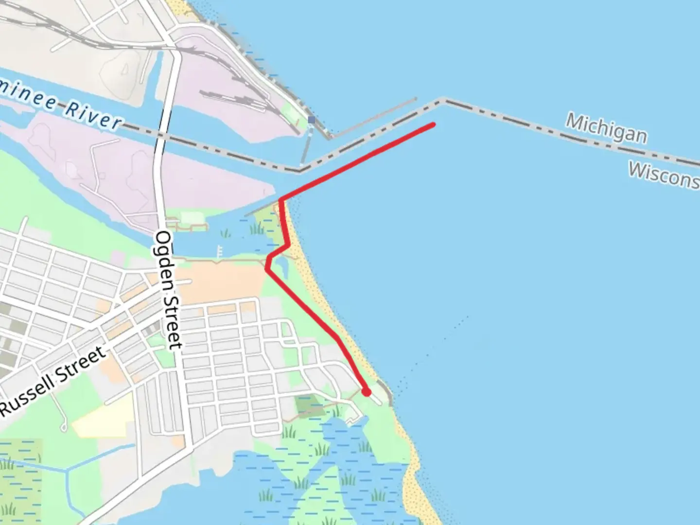 An image depicting the trail Menekaunee Trail and its surrounding area.