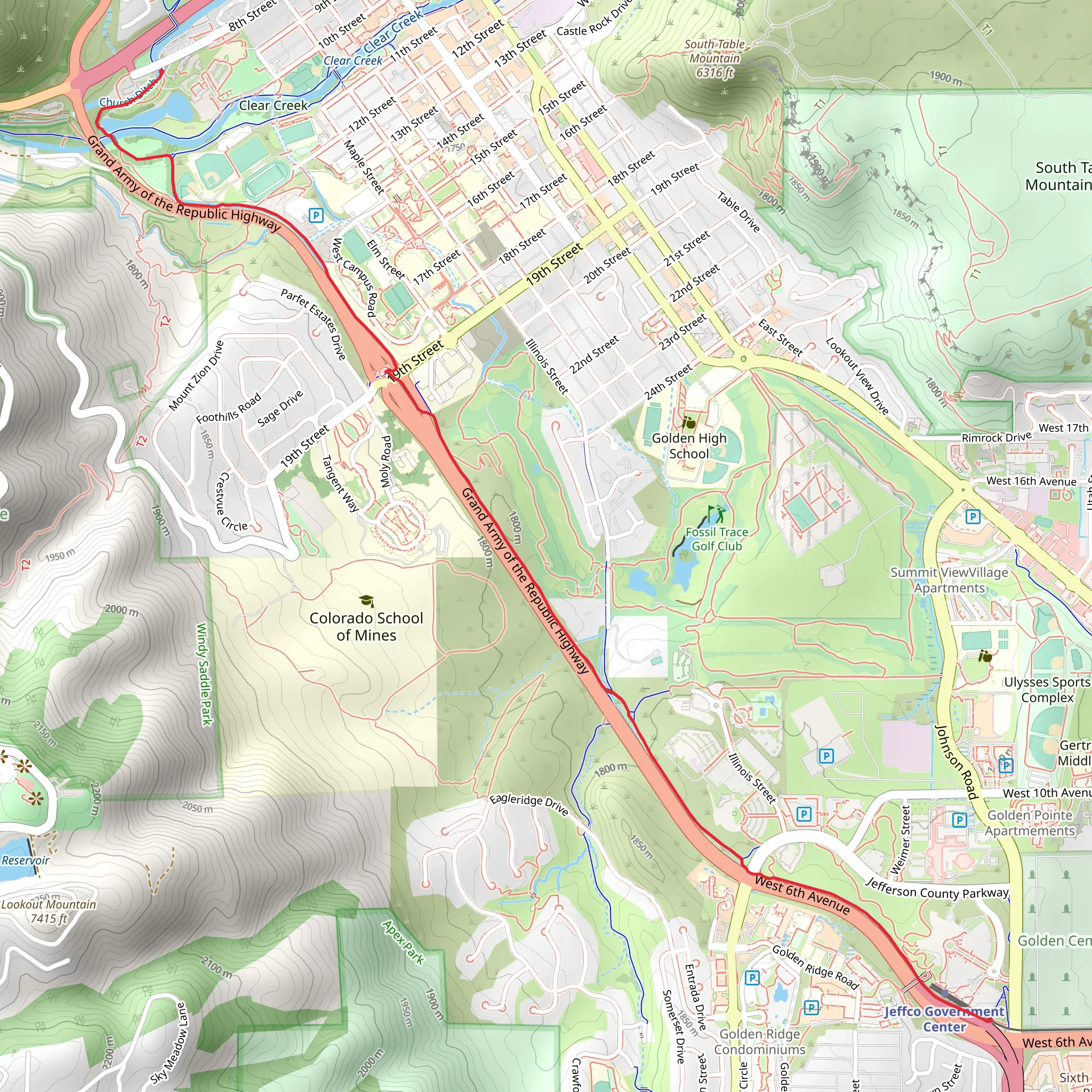 US 6 Trail - Jeffco Government Center mobile static map