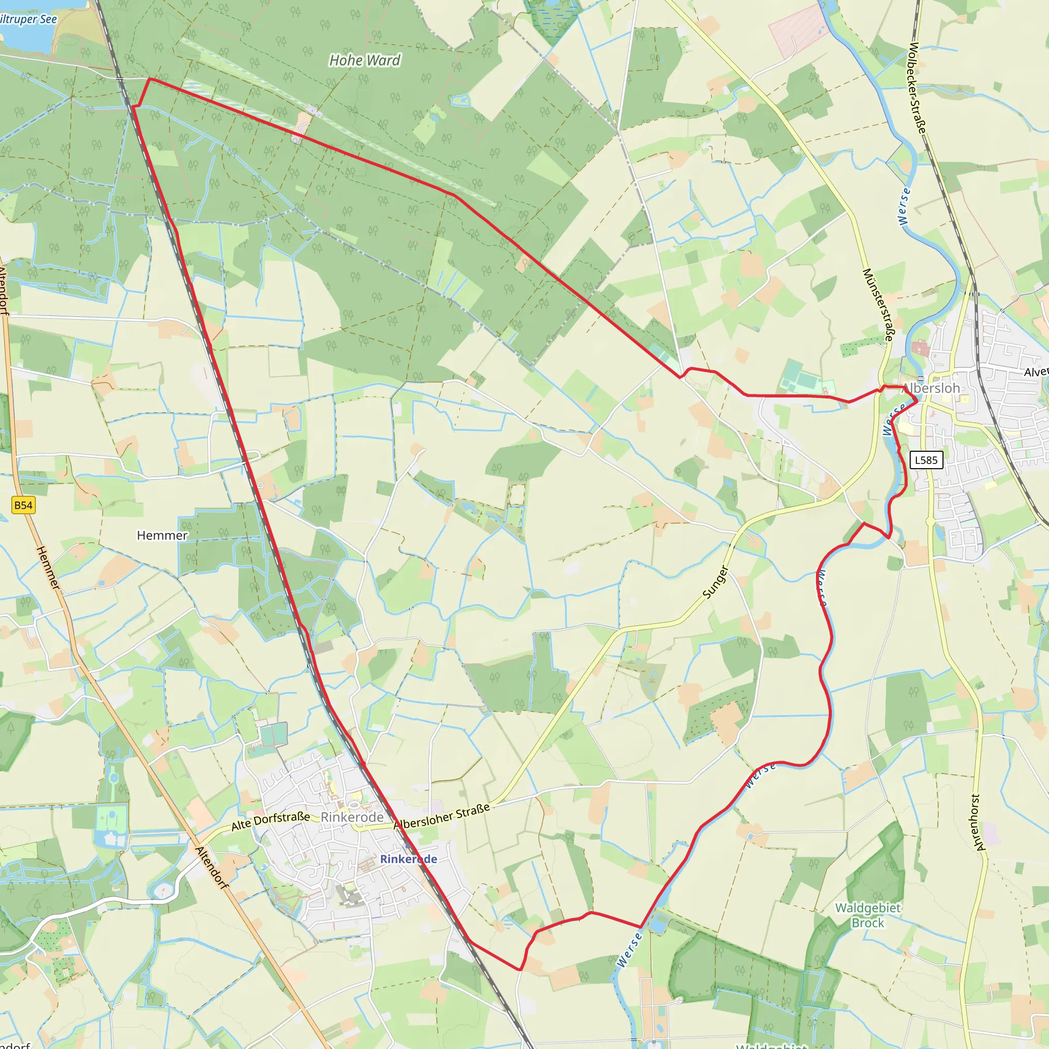 Rinkerode and Albersloh Loop via Hohe Ward mobile static map