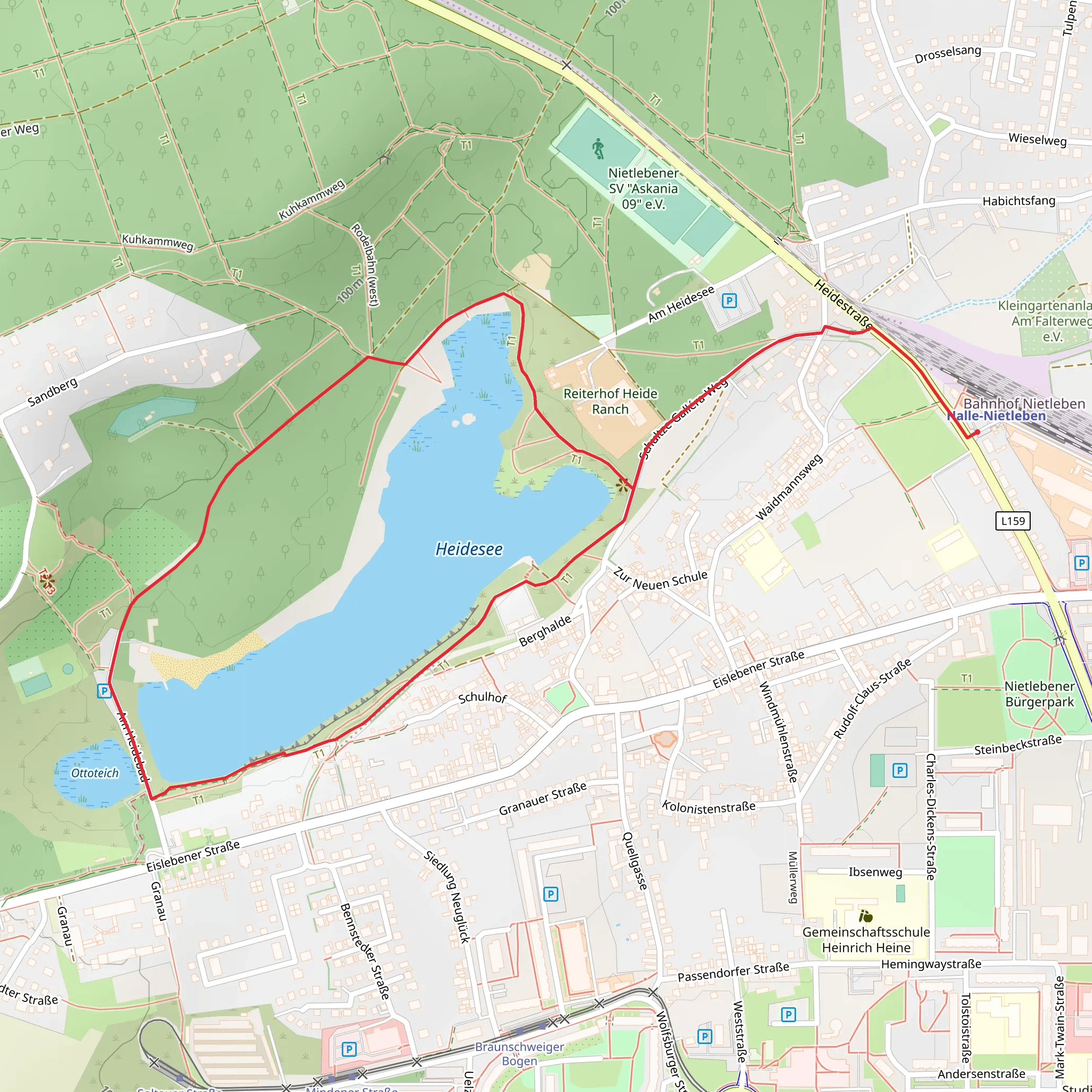 Heidesee Loop from Halle Nietleben mobile static map