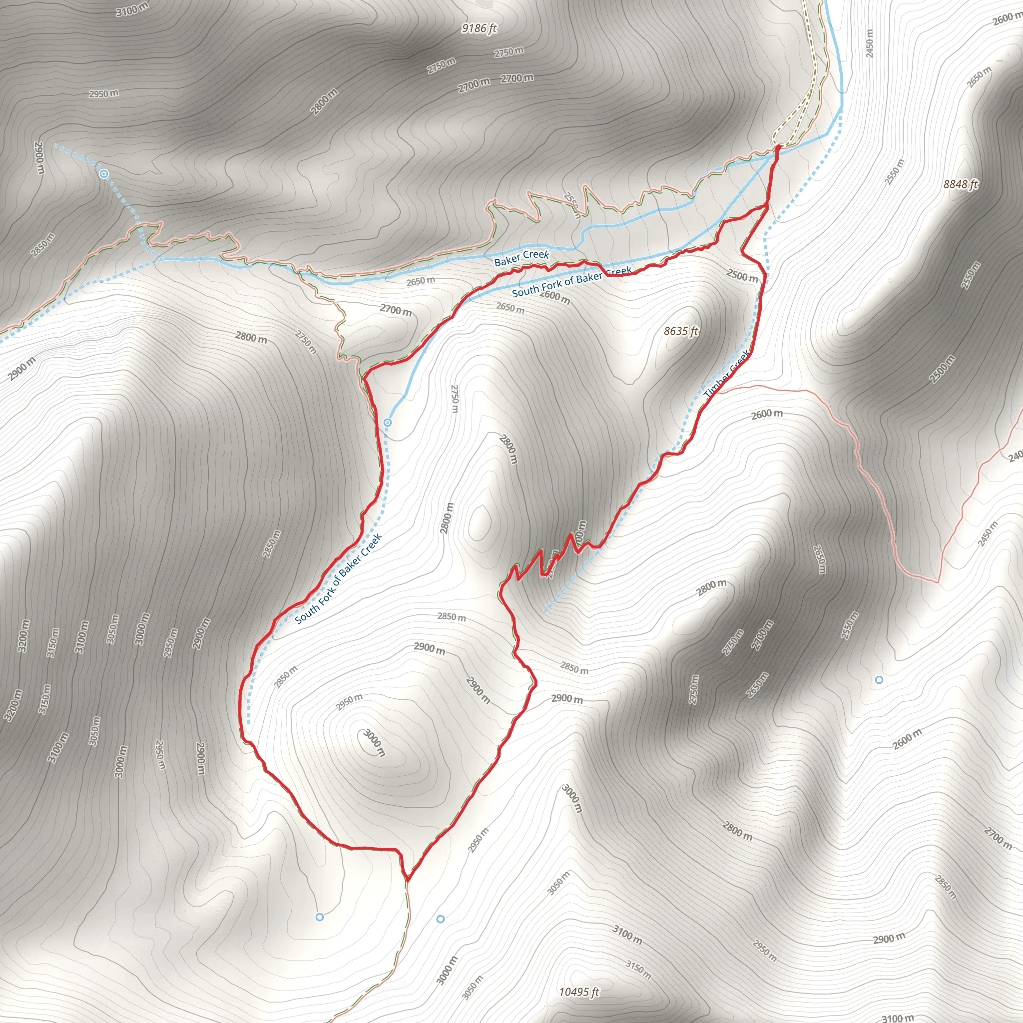 Baker Meadow Trail and Timber Creek Loop Trail mobile static map