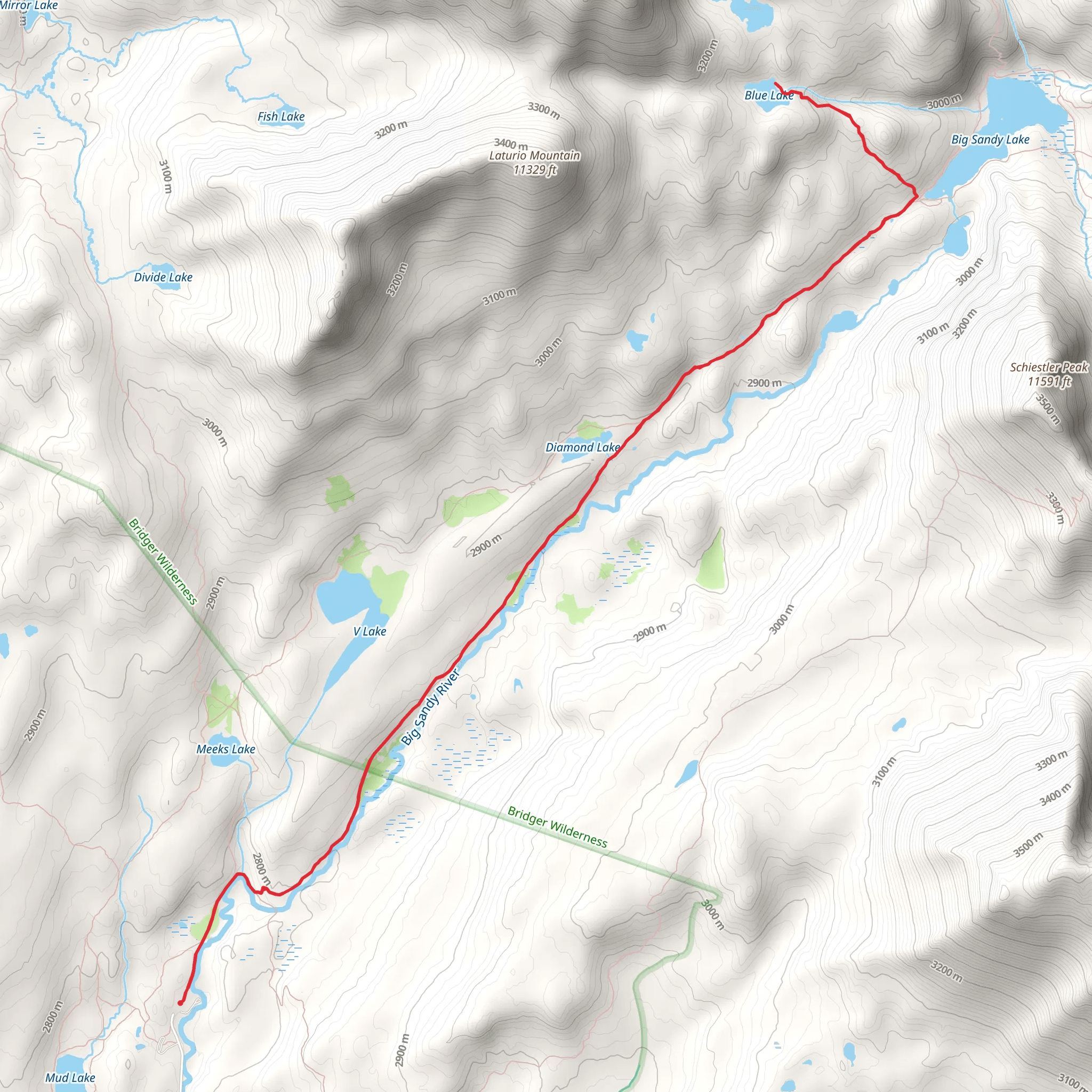 Blue Lake via Fremont mobile static map