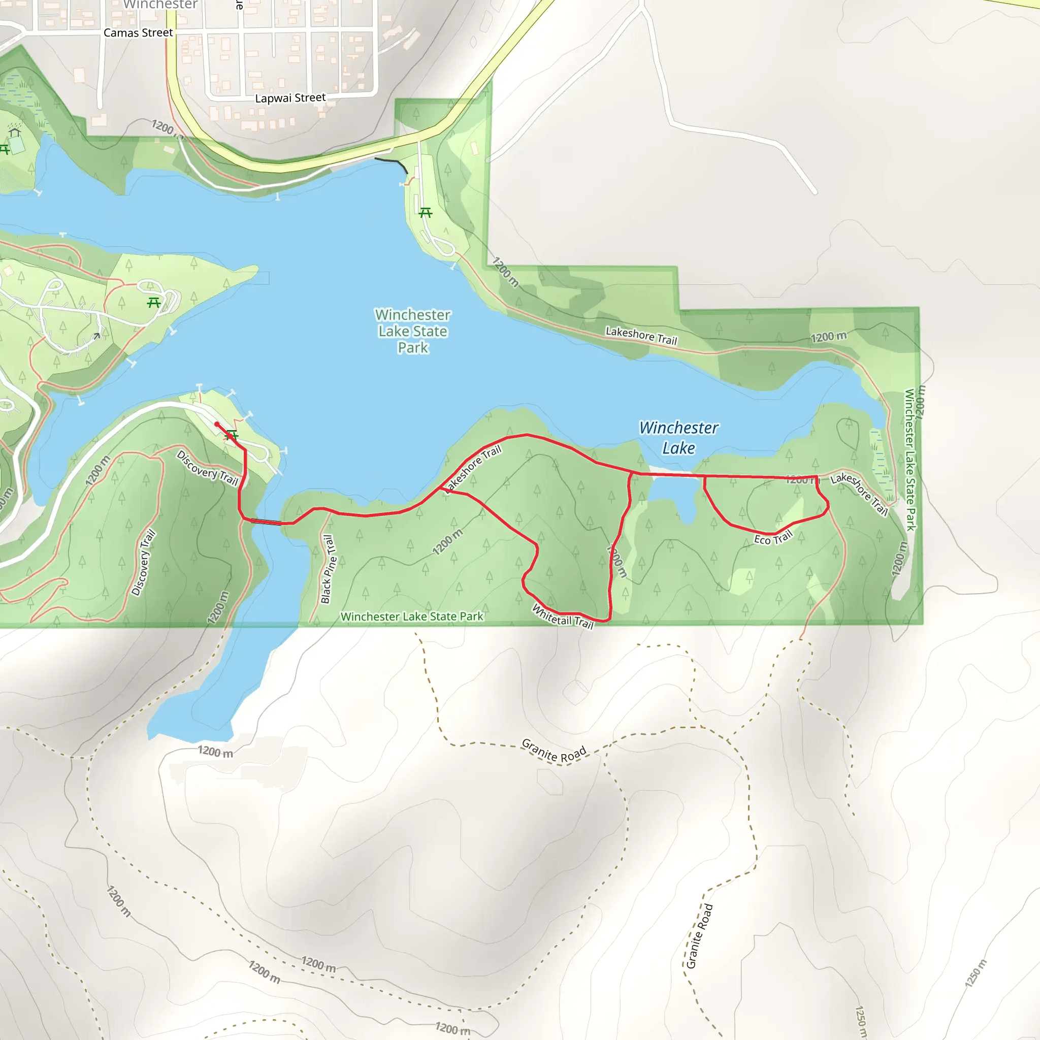 Whitetail trail and Lakeshore Trail mobile static map