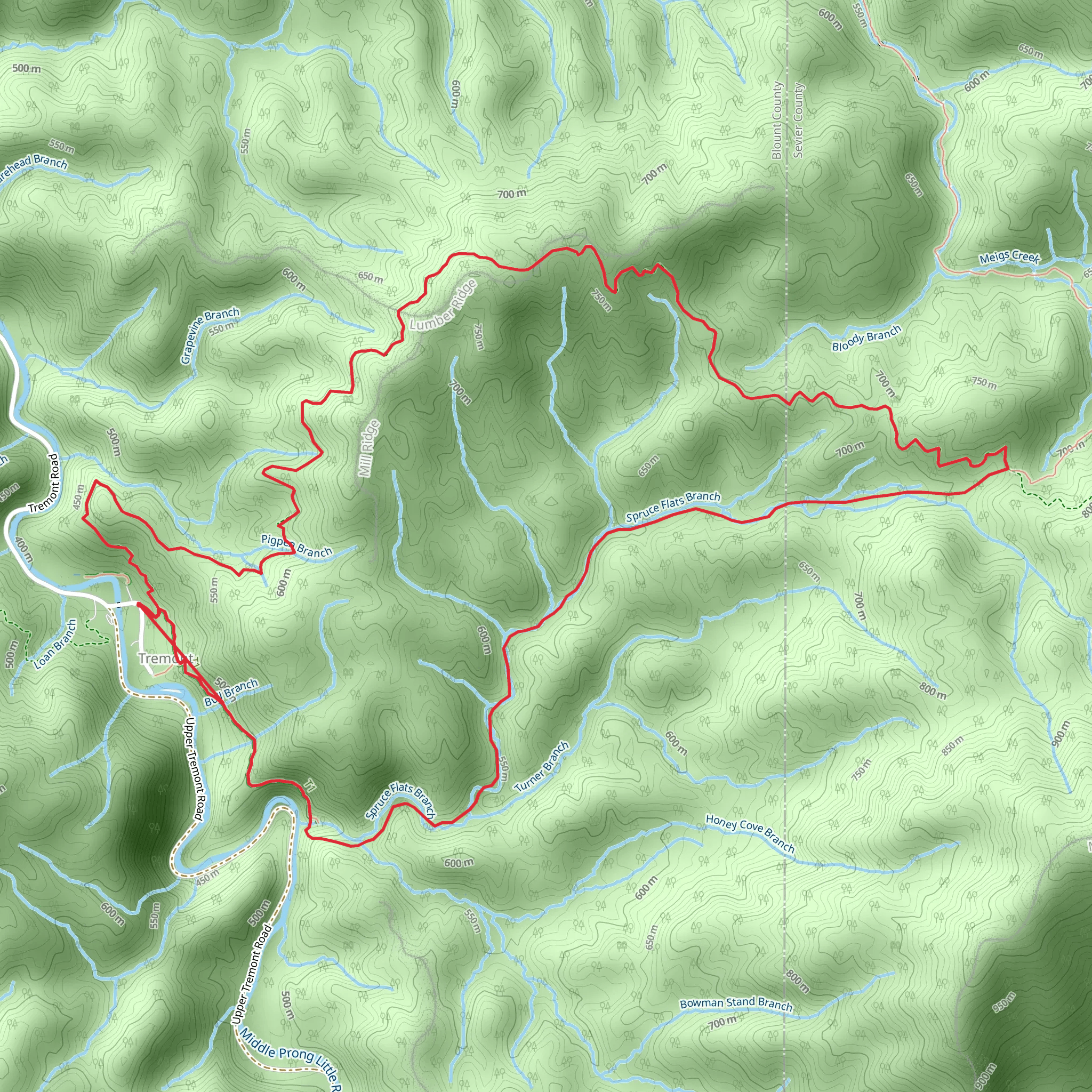 Lumber Ridge Trail, Spruce Flats Falls and Buckeye Trail Loop mobile static map