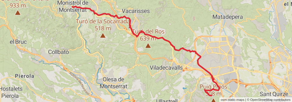 GR 96 - Camí Romeu to Montserrat stage 3 Map