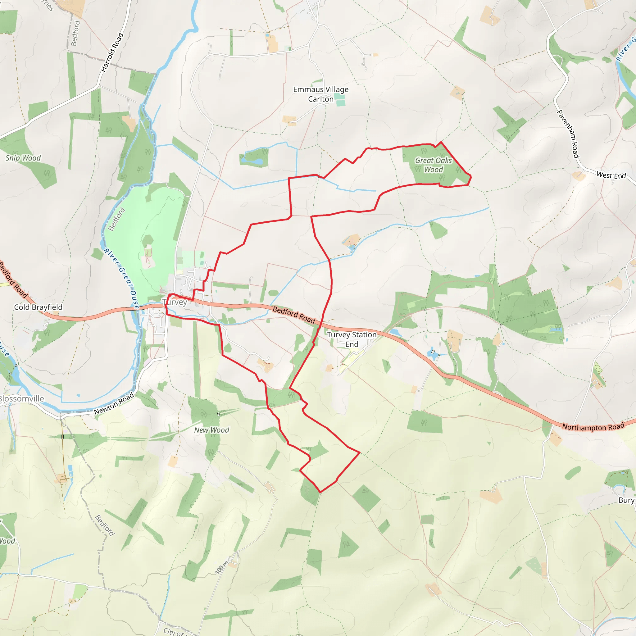 Turvey Eastern Loop mobile static map