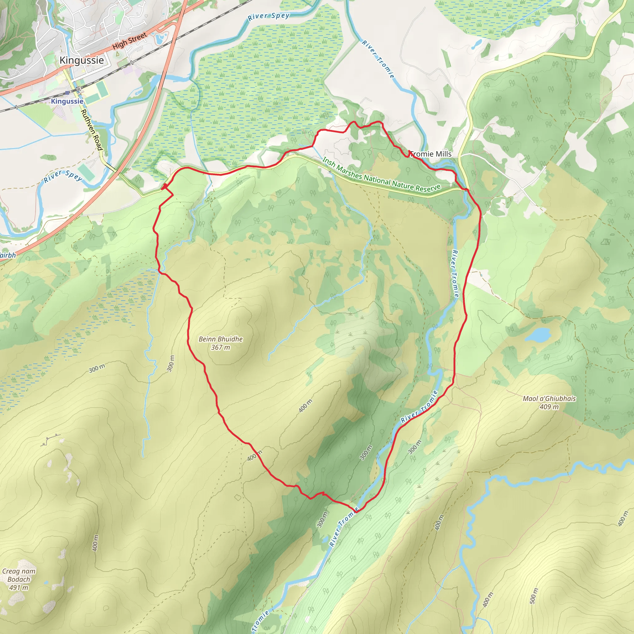 Ruthven and River Tromie Loop mobile static map