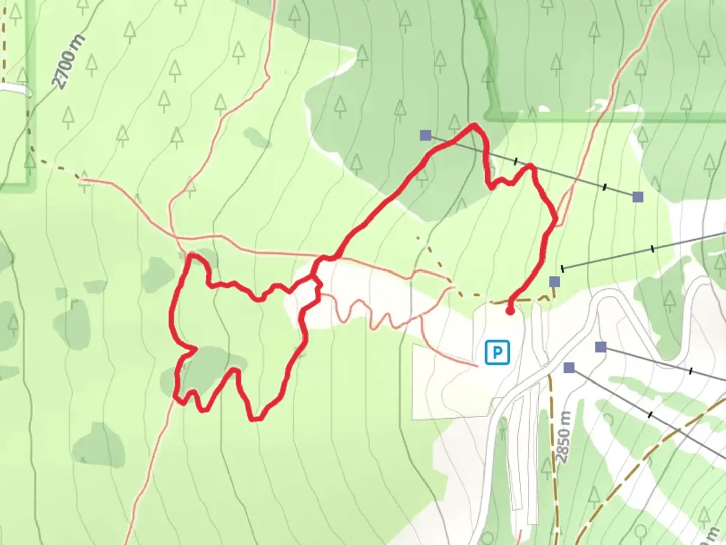 An image depicting the trail Aspen Nature Loop via Arizona Trail - Snow Bowl Connector and its surrounding area.