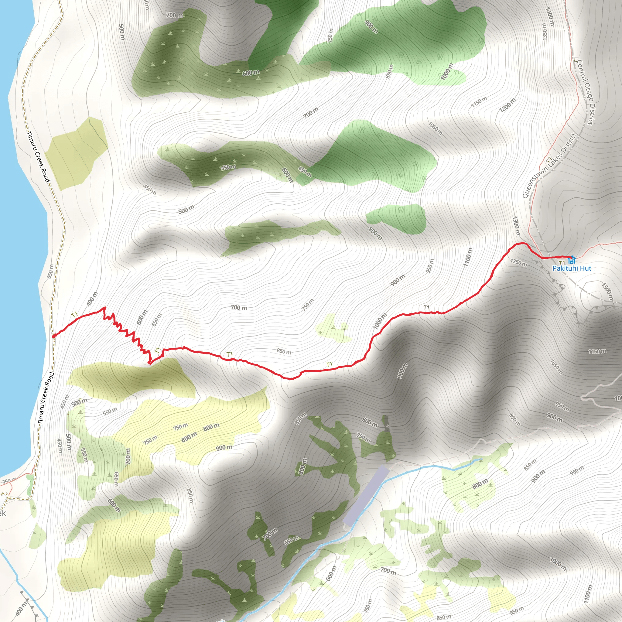 Timaru Creek Road to Pakituhi Hut mobile static map