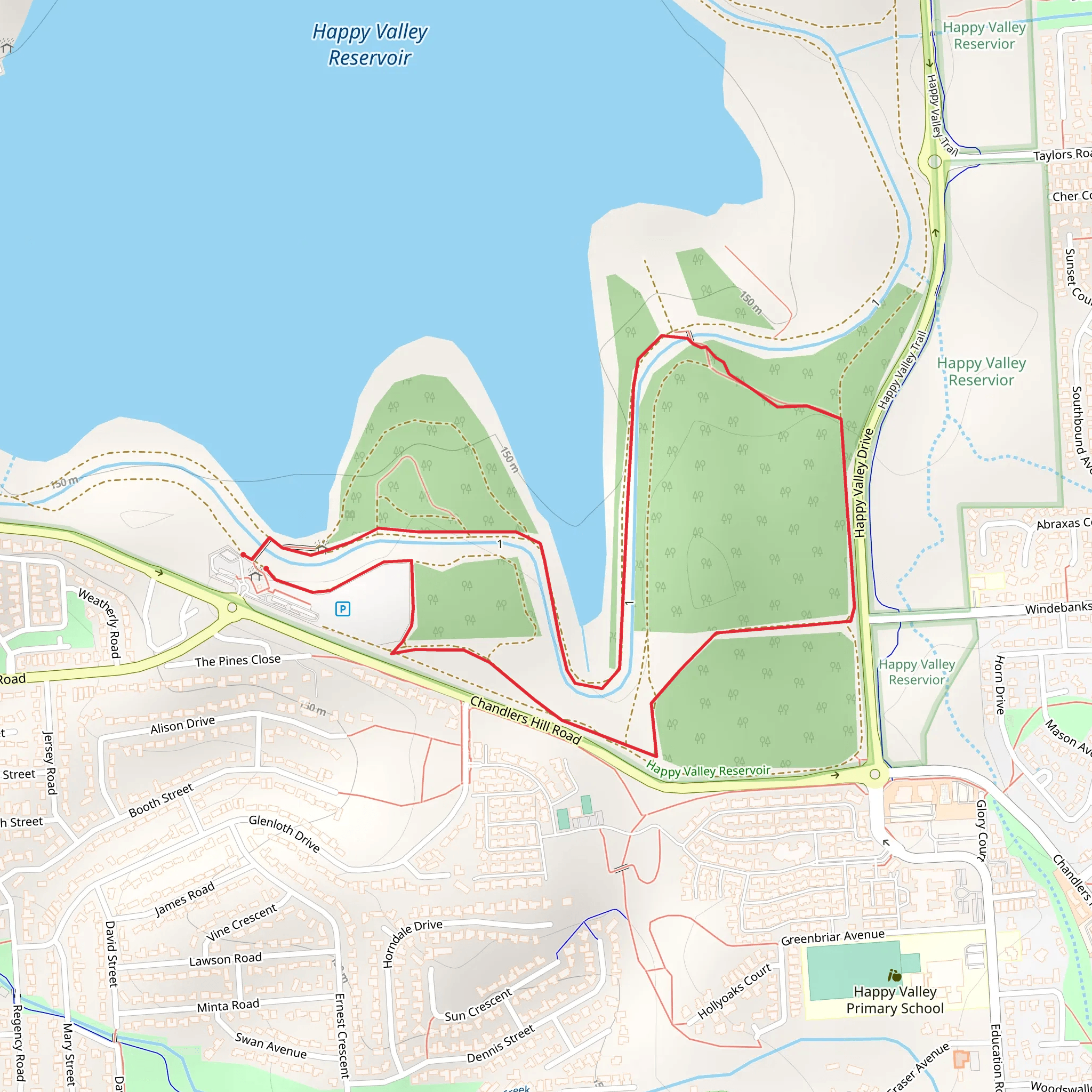 Woodland Loop - Happy Valley Reservoir mobile static map