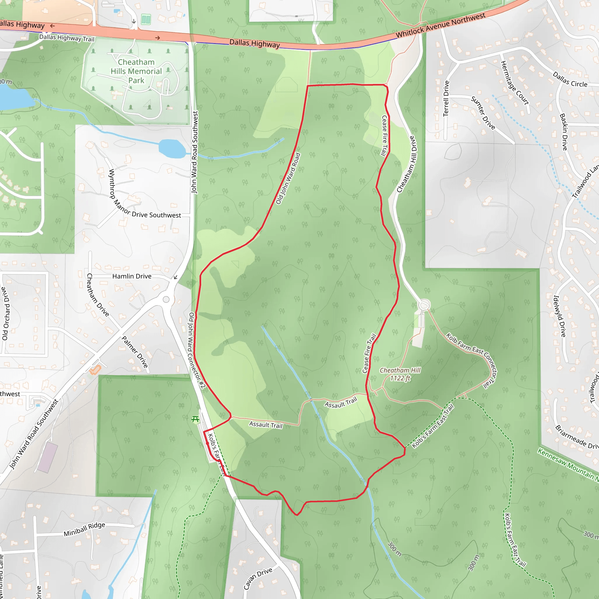 Old John Ward Road Loop mobile static map