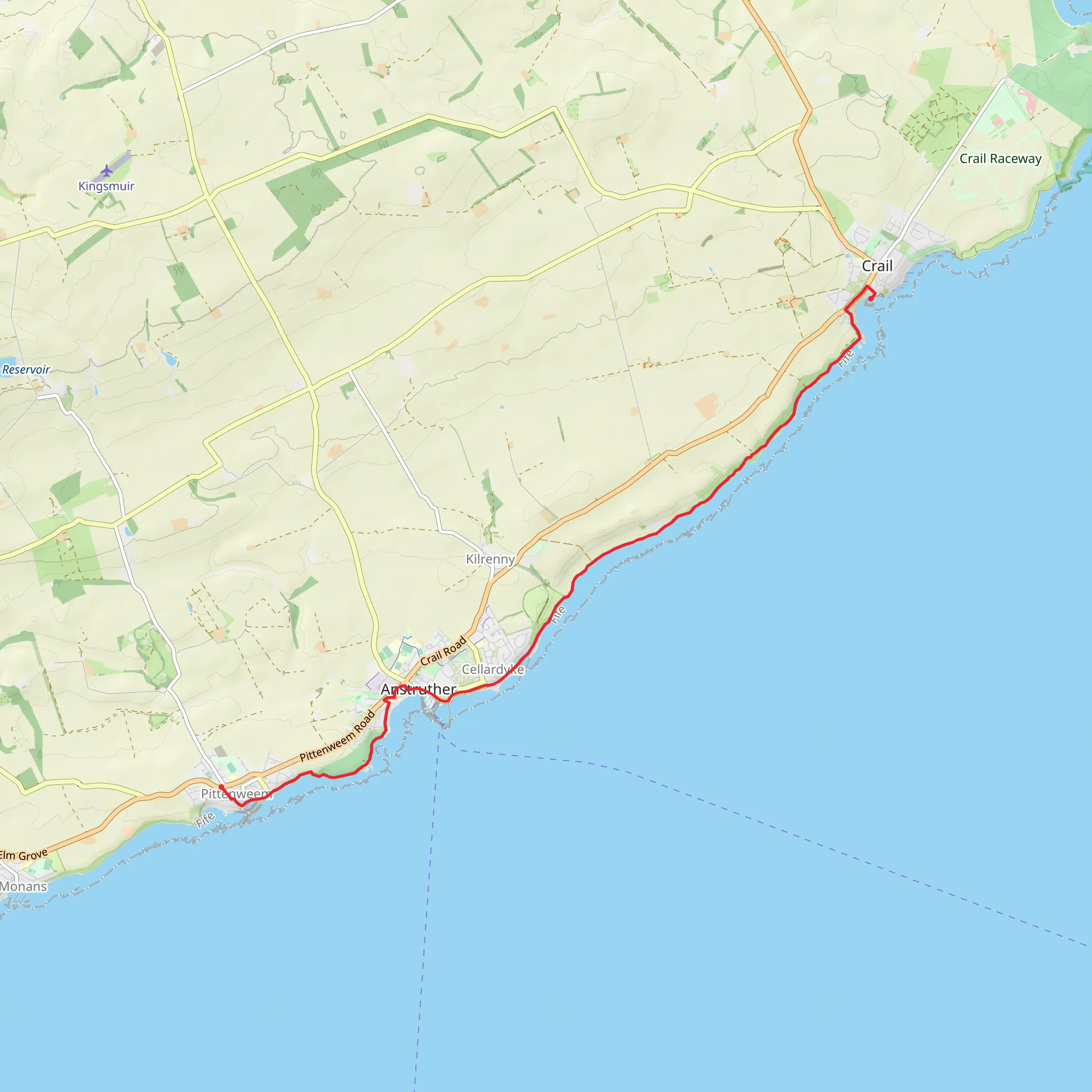 Pittenweem to Crail - Fife Coastal Path mobile static map