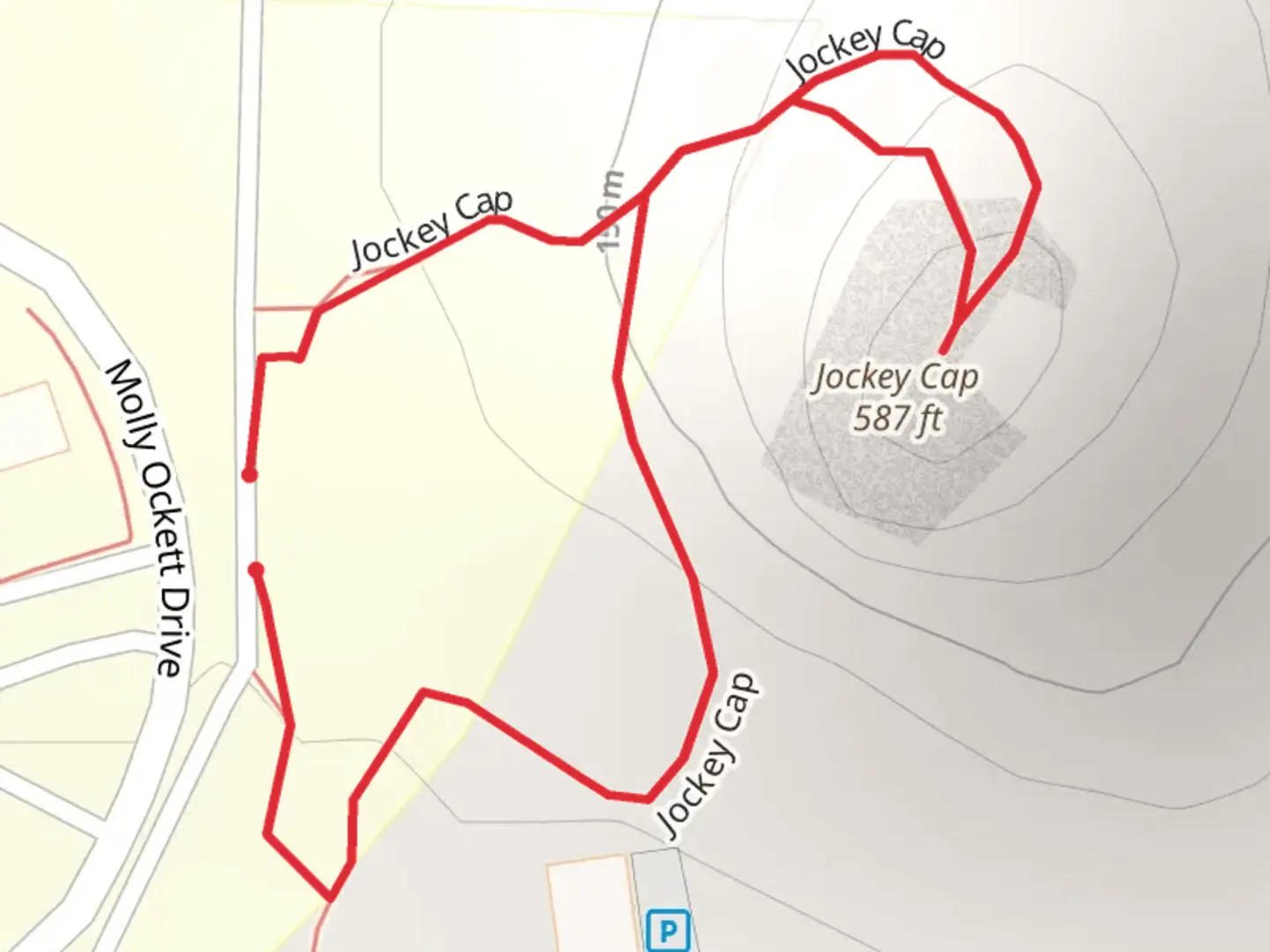 An image depicting the trail Jockey Cap Loop and its surrounding area.