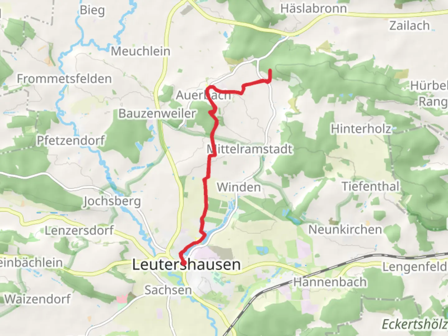 An image depicting the trail Leutershausen to Horn Peak and its surrounding area.
