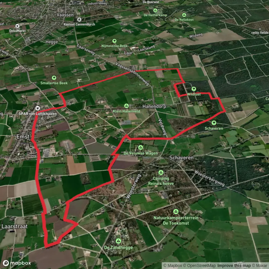 An image depicting the trail Schaverensepad Loop and its surrounding area.