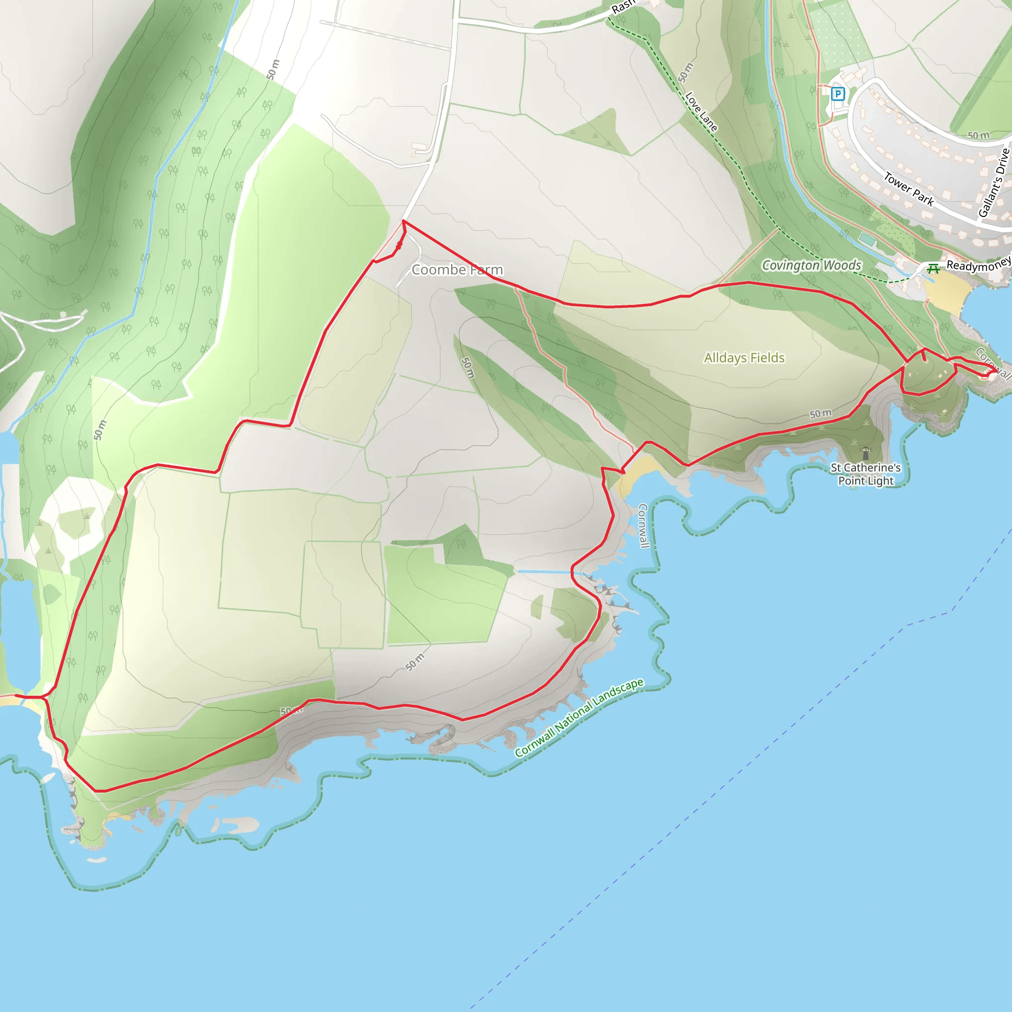 National Trust - Fowey Estuary Loop mobile static map