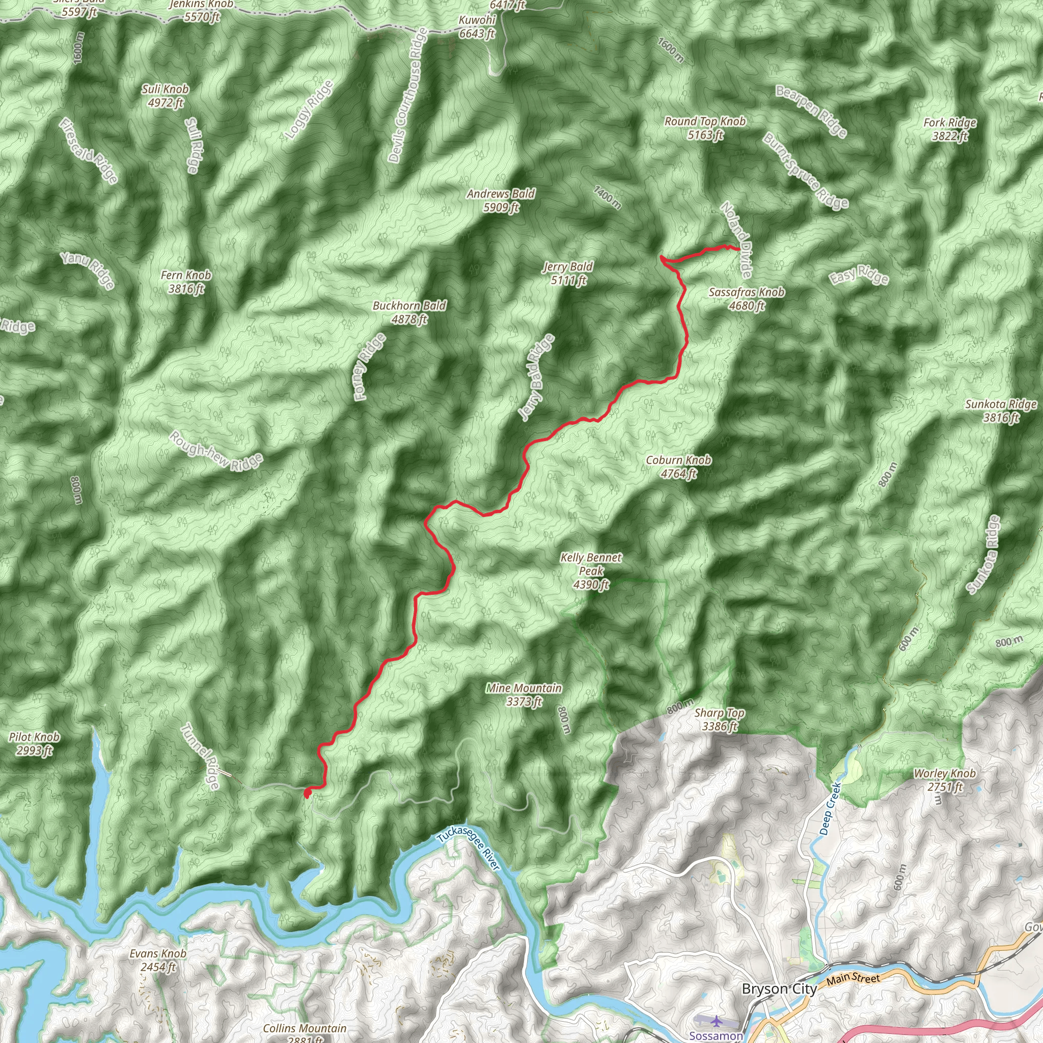 Upper Sassafras Gap via Benton MacKaye Trail mobile static map