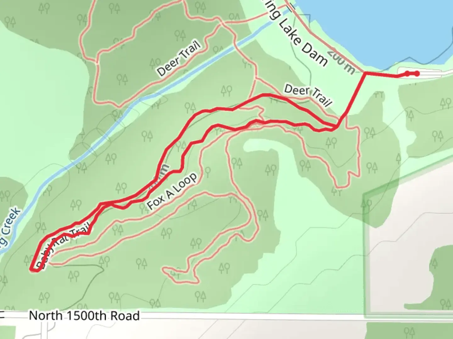 An image depicting the trail Baby Rat Loop Trail - Spring Lake and its surrounding area.